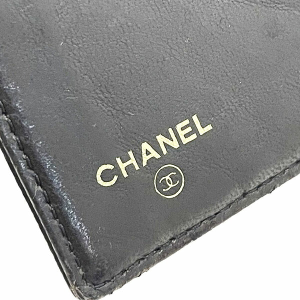 Chanel Black Grained Calfskin Wallet (Tri-Fold) (Pre-Owned)