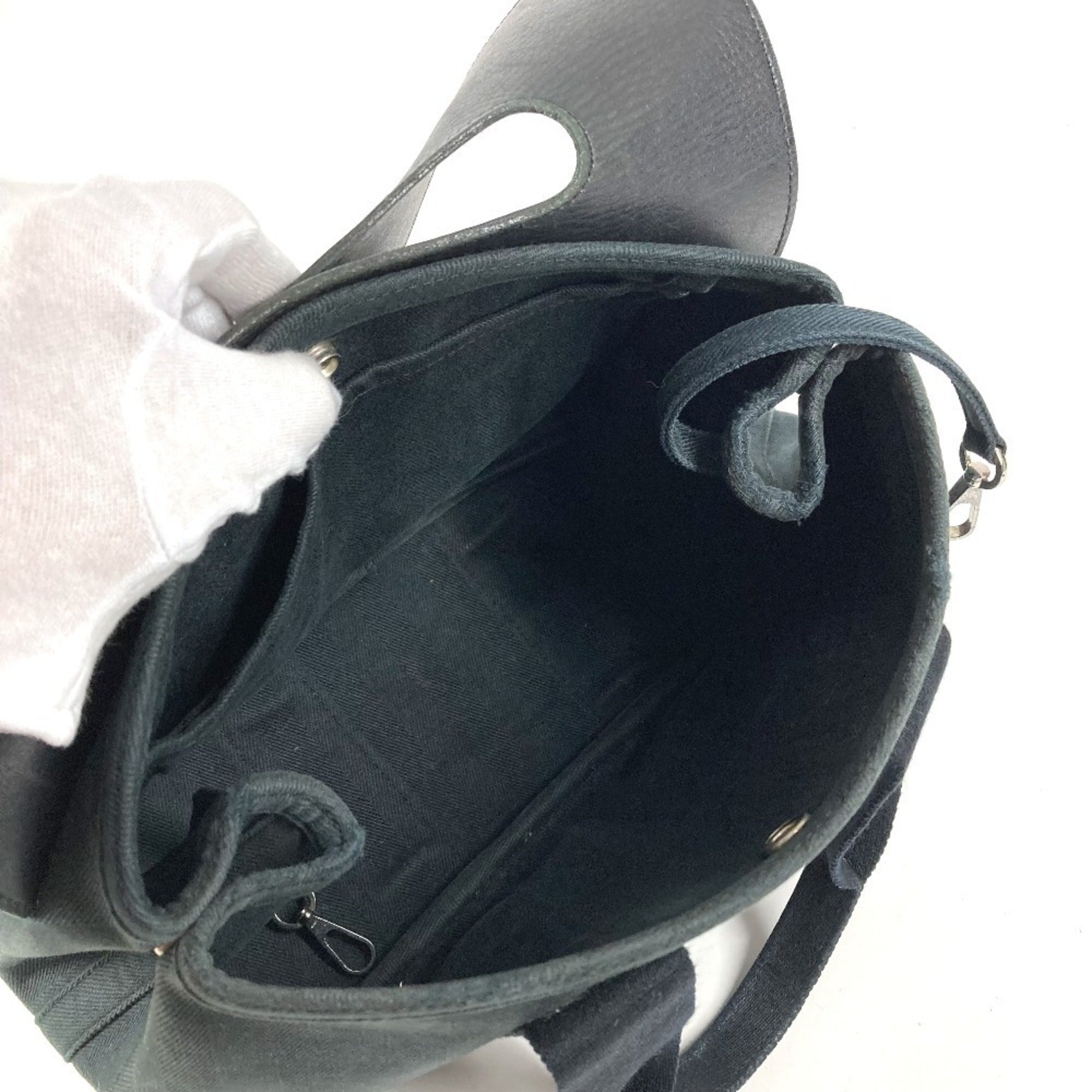 Hermes Valparaiso Black Cotton Leather Handbag Tote Bag (Pre-Owned)