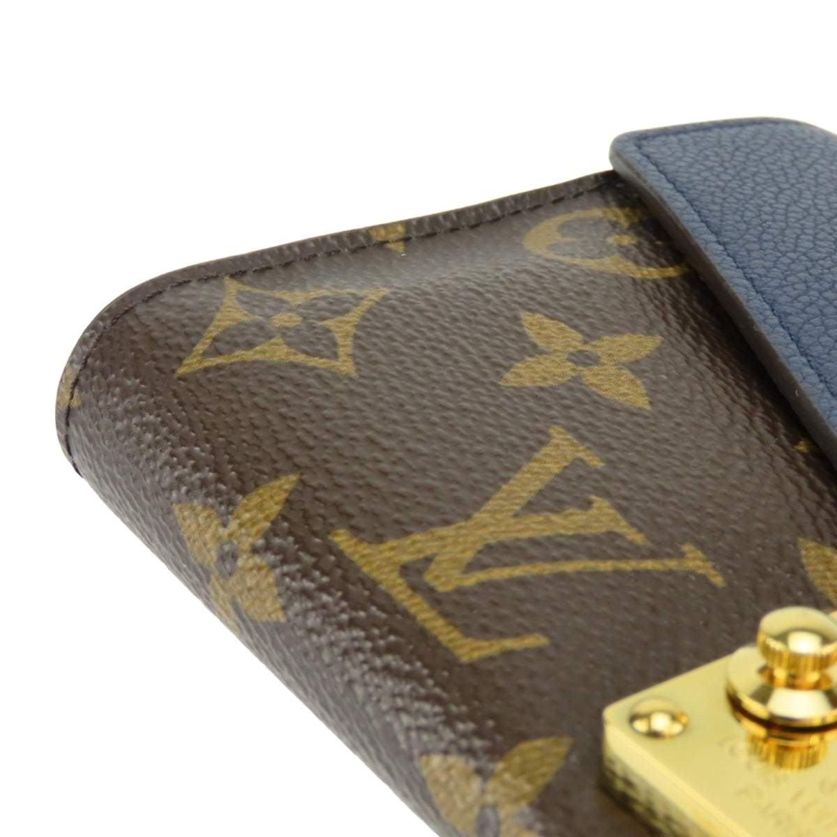 Louis Vuitton Brown Monogram Navy Blue Monogram Leather Long Wallet (Bi-Fold) (Pre-Owned)