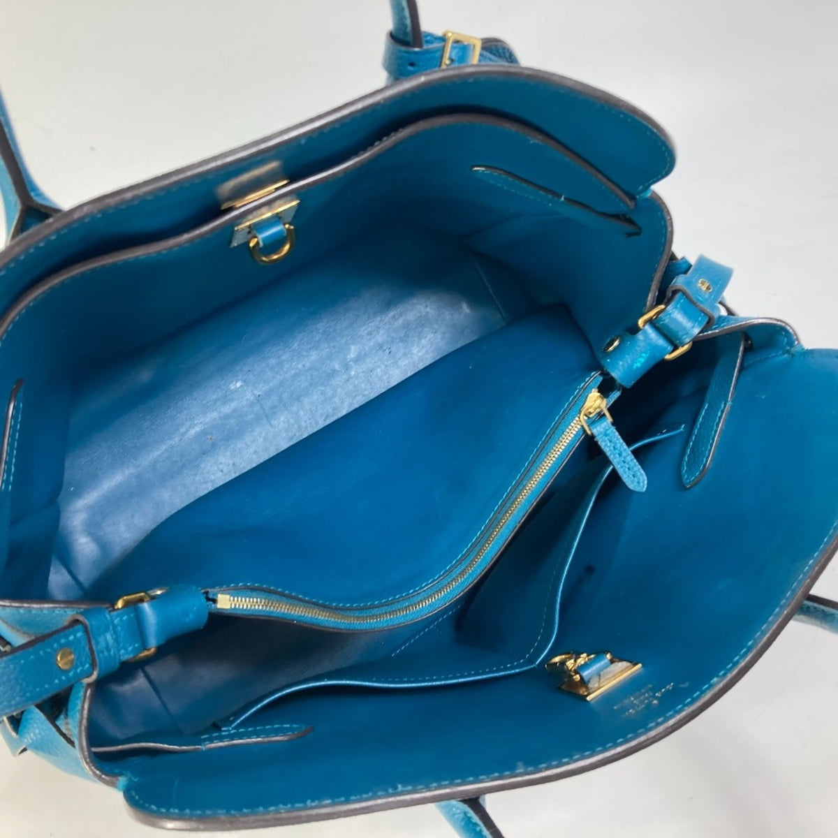Louis Vuitton Blue Leather Handbag Shoulder Bag Tote Bag (Pre-Owned)