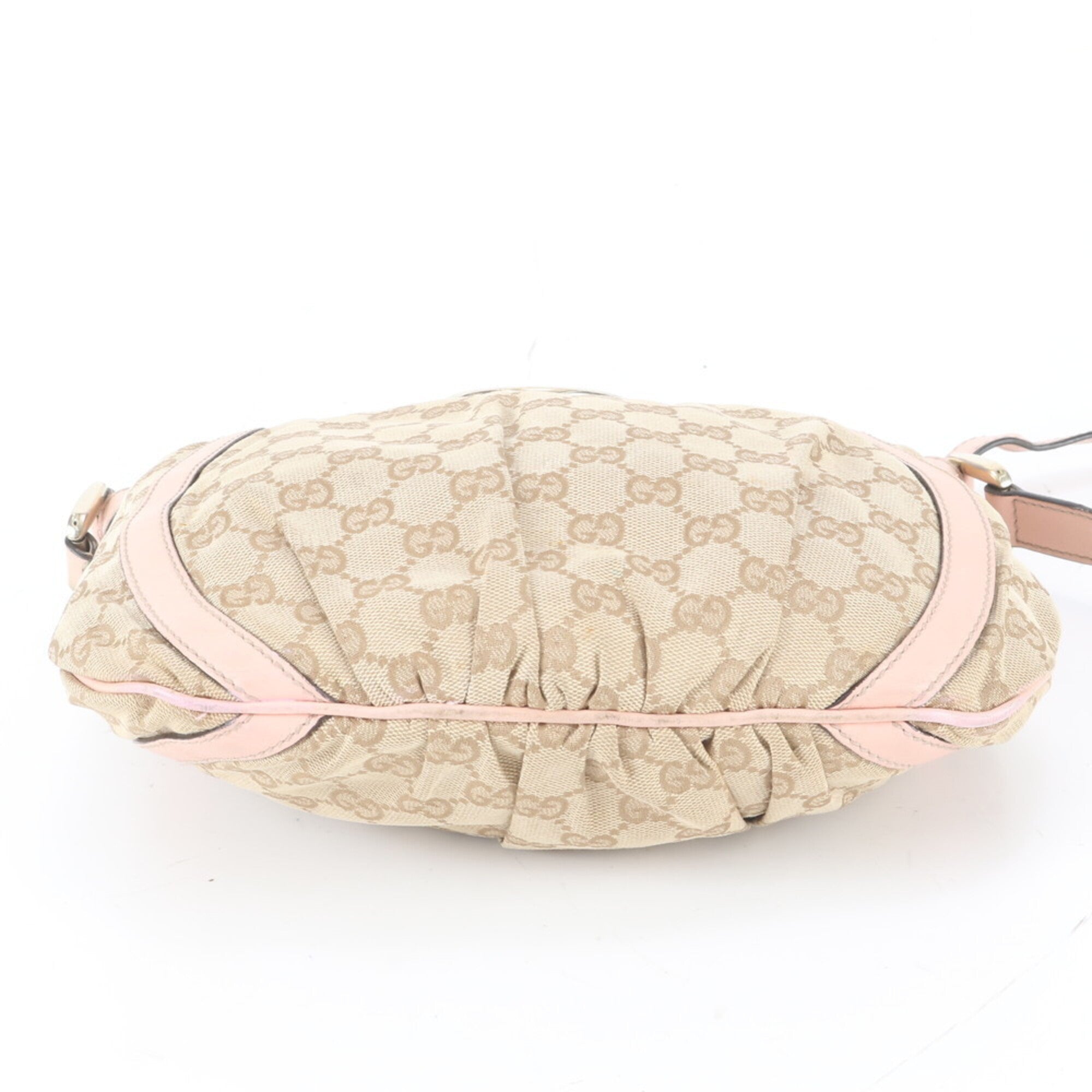 Gucci Brown Pink Leather Canvas Handbag Shoulder Bag Tote Bag (Pre-Owned)