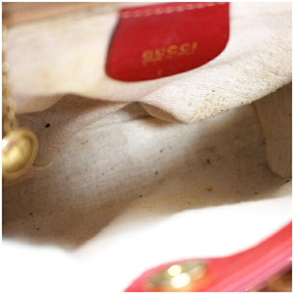 Gucci Ivory Red Color Leather Shoulder Bag (Pre-Owned)
