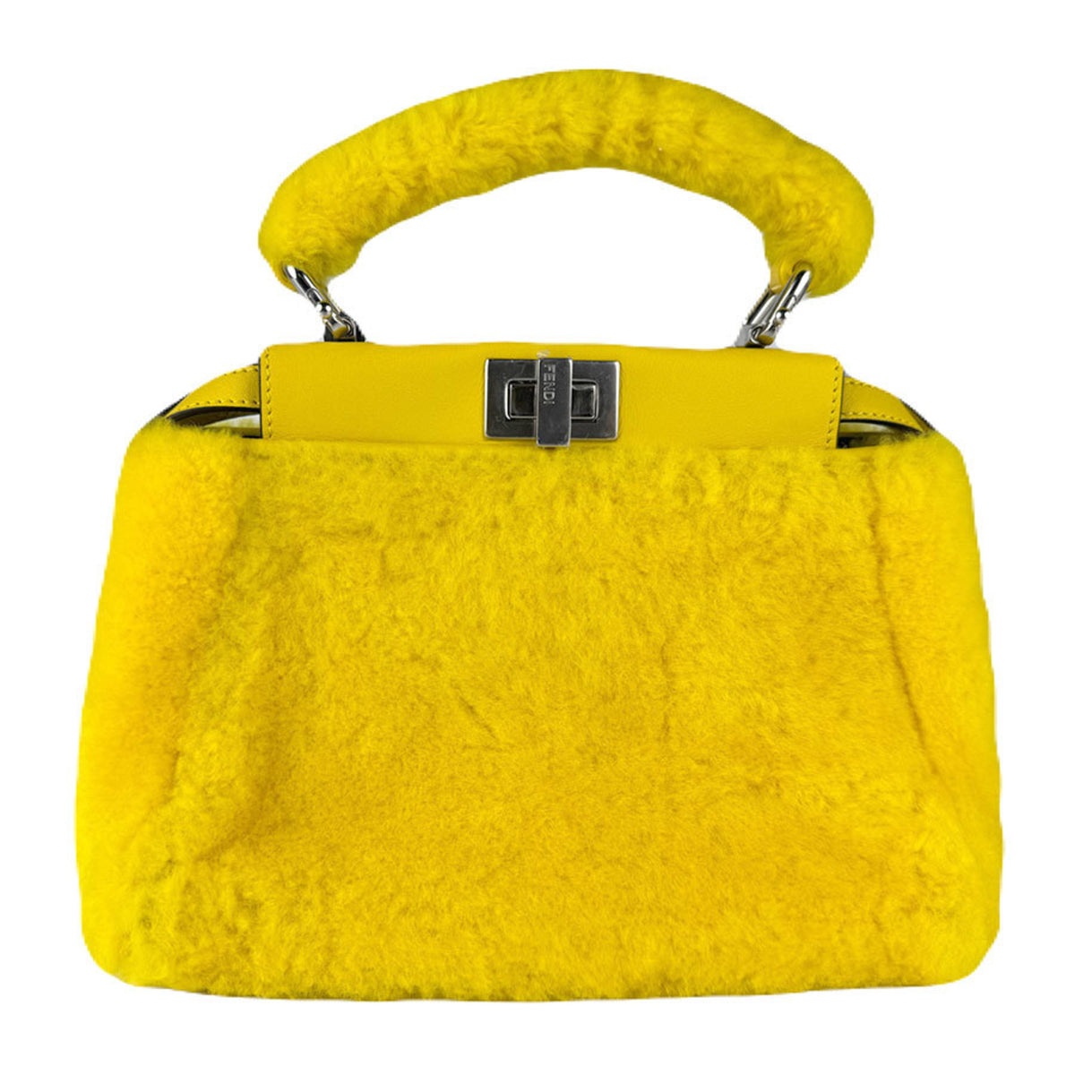 Fendi Yellow Fur Handbag Shoulder Bag (Pre-Owned)