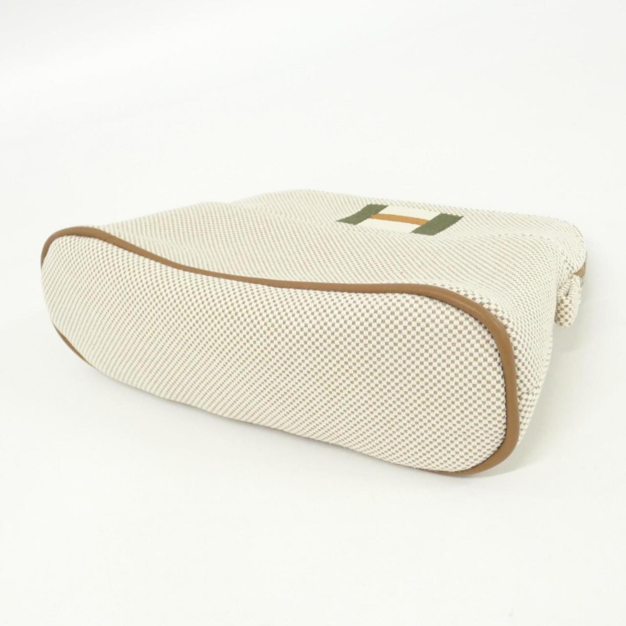 Hermes Grayish Canvas Handbag Pouch (Pre-Owned)