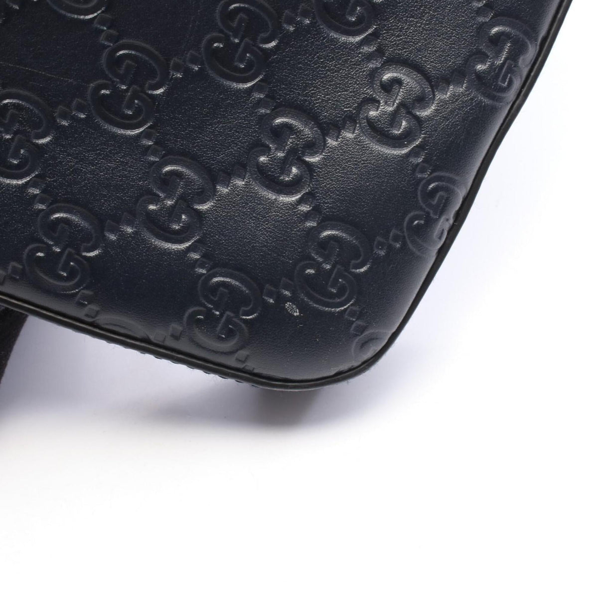 Gucci Navy Leather Handbag Shoulder Bag (Pre-Owned)