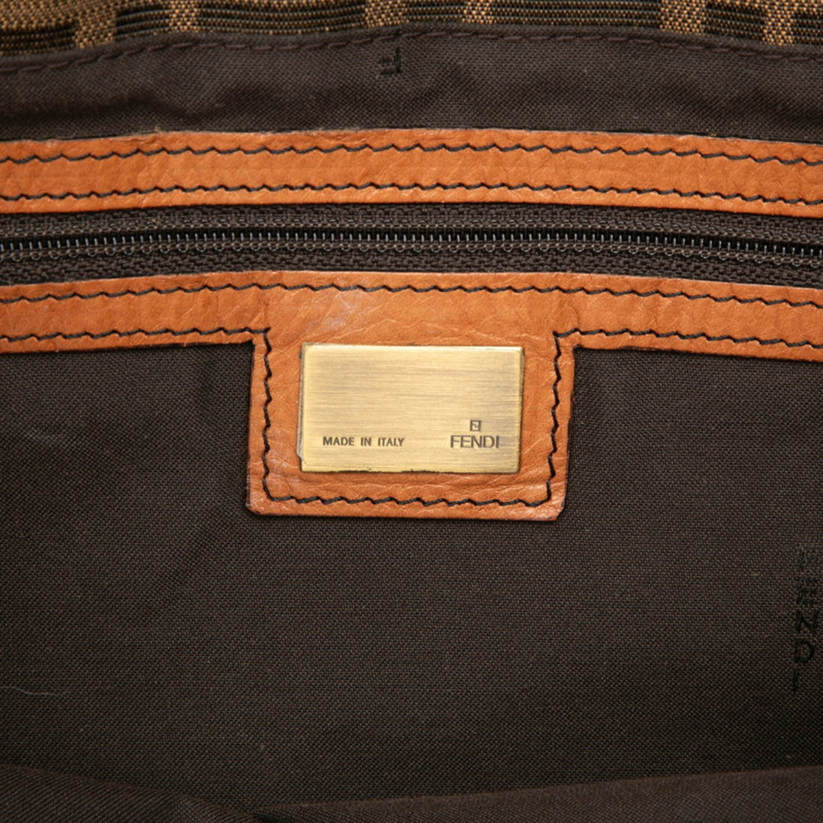 Fendi Brown Canvas Leather Handbag Tote Bag (Pre-Owned)