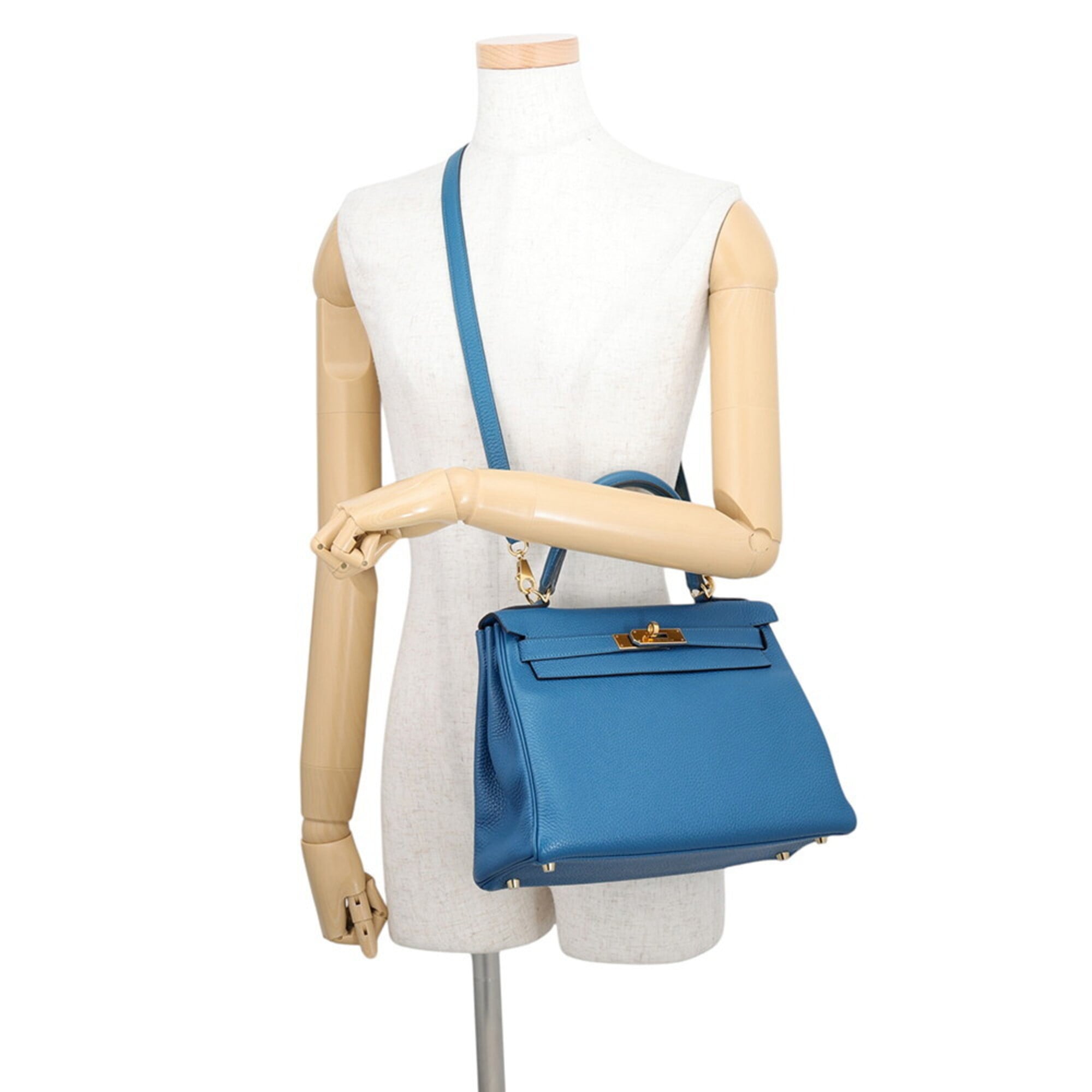 Hermes Kelly Blue Togo Leather Handbag (Pre-Owned)