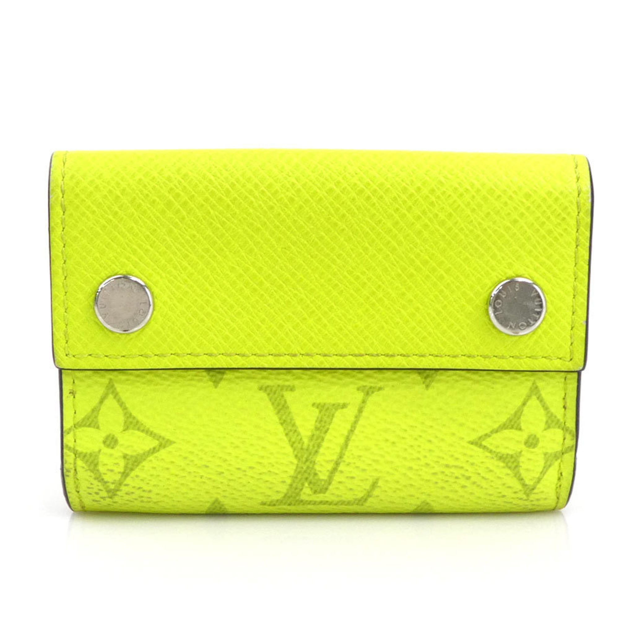Louis Vuitton Green Yellow Pvc Leather Wallet (Tri-Fold) (Pre-Owned)