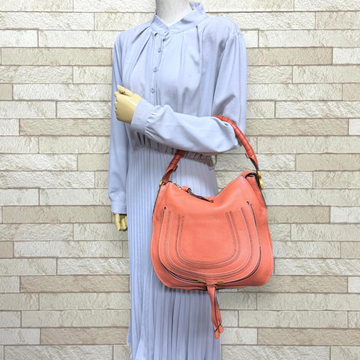 Chloé Marcie Orange Leather Shoulder Bag (Pre-Owned)