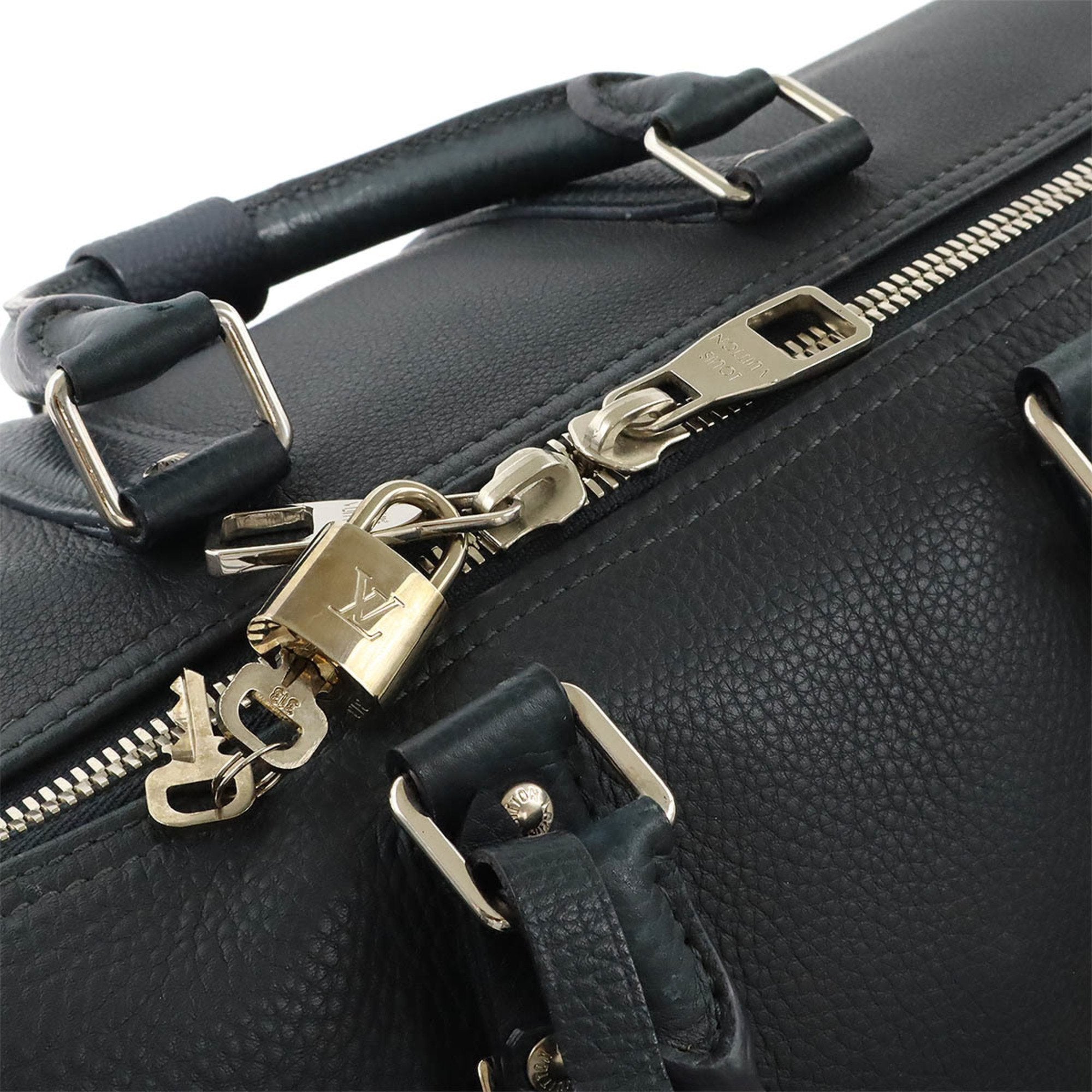 Louis Vuitton Navy Blue Leather Boston Bag Shoulder Bag (Pre-Owned)