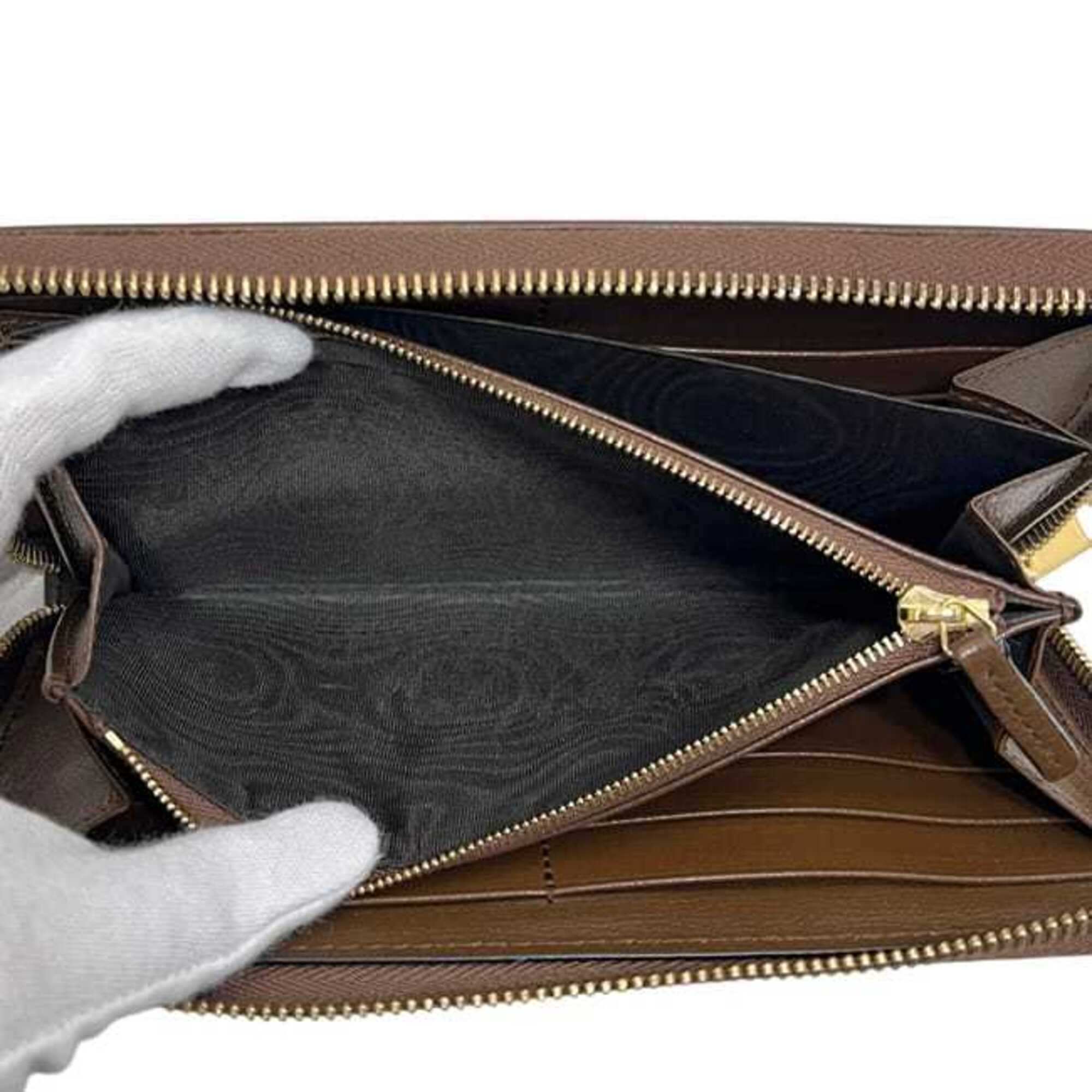 Gucci Beige Brown Pvc Leather Long Wallet (Bi-Fold) (Pre-Owned)