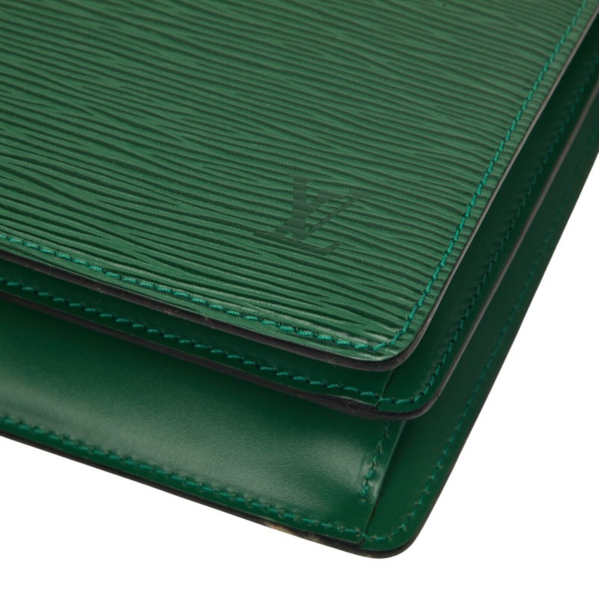 Louis Vuitton Borneo Green Leather Shoulder Bag (Pre-Owned)