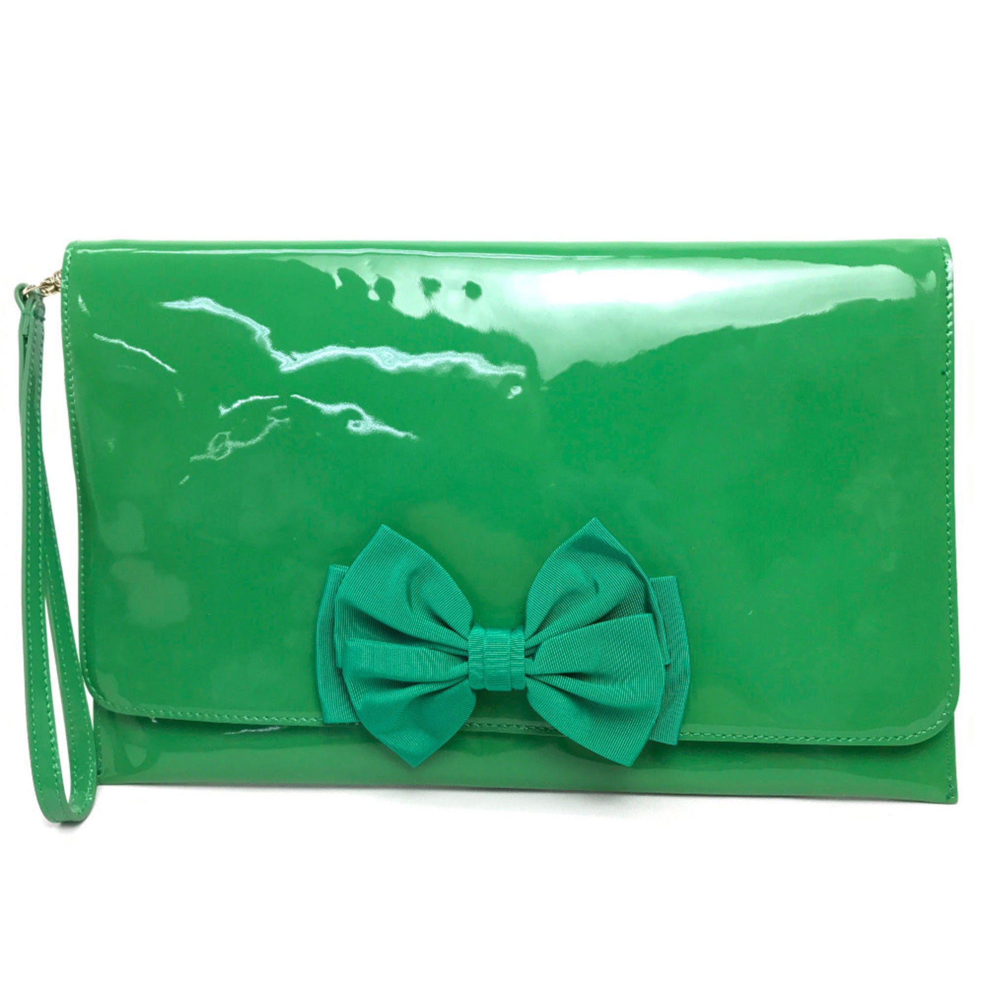 Valentino Green Patent Leather Clutch Bag (Pre-Owned)