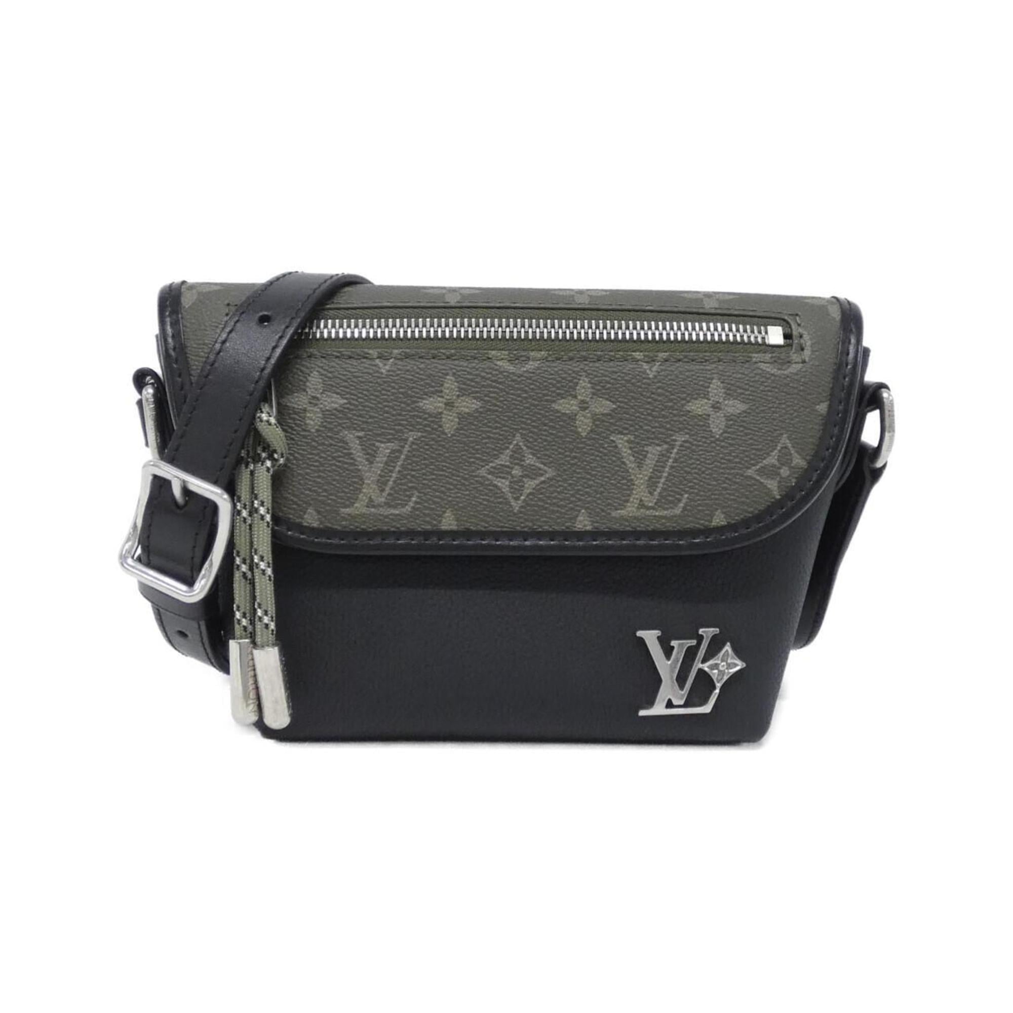 Louis Vuitton Black Khaki Monogram Leather Shoulder Bag (Pre-Owned)