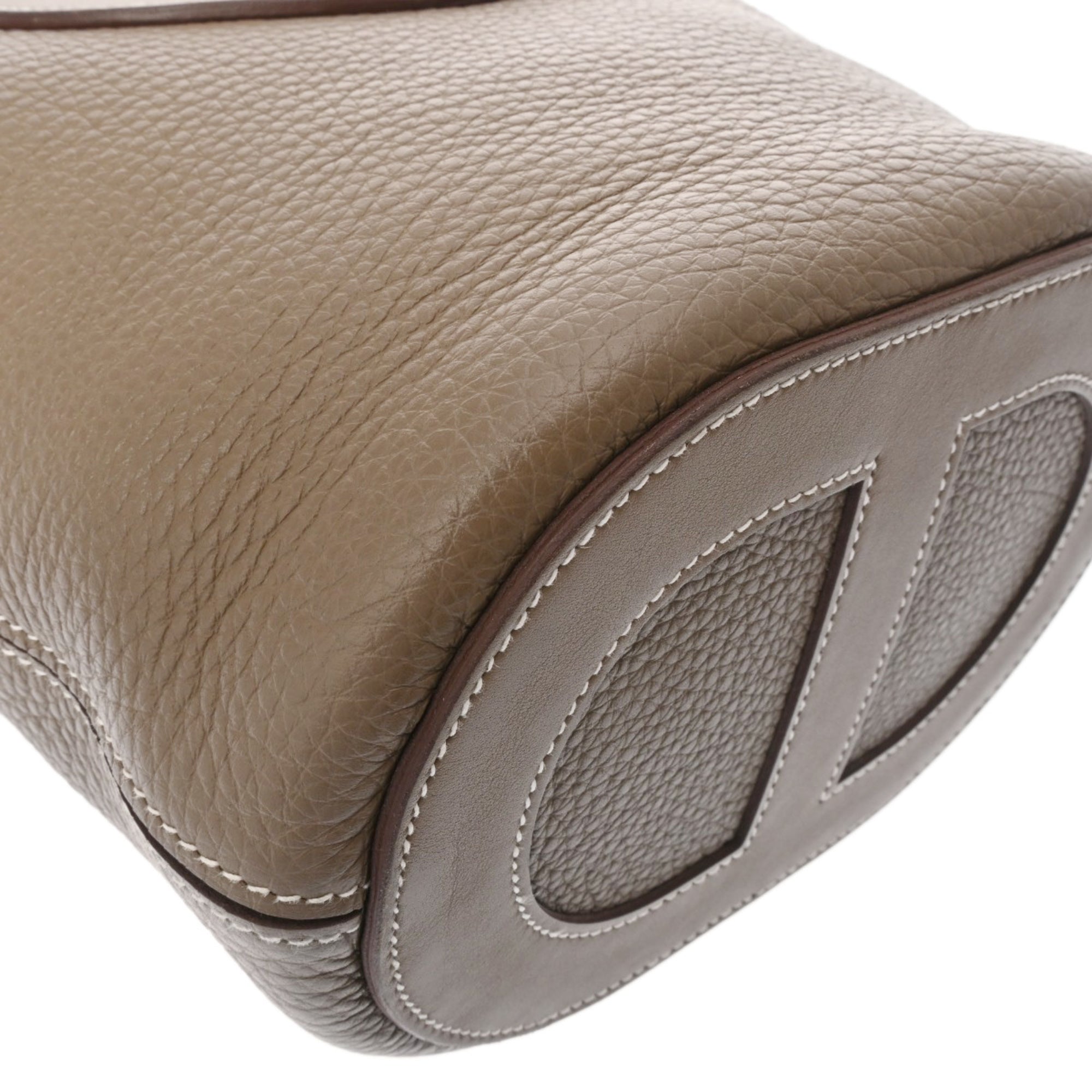 Hermes Etoupe Gray Taurillon Clemence Leather Swift Leather Handbag (Pre-Owned)
