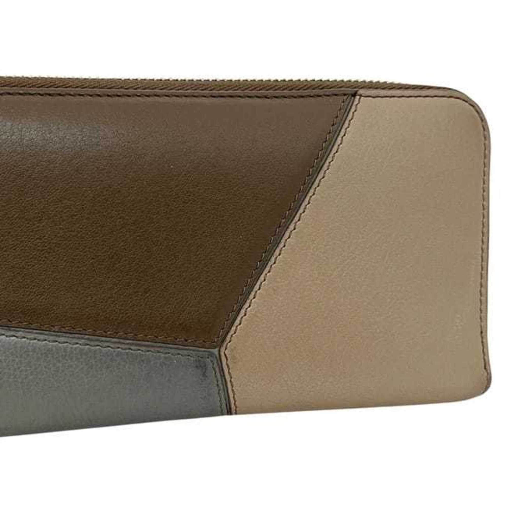 Loewe Beige Brown Leather Long Wallet (Bi-Fold) (Pre-Owned)