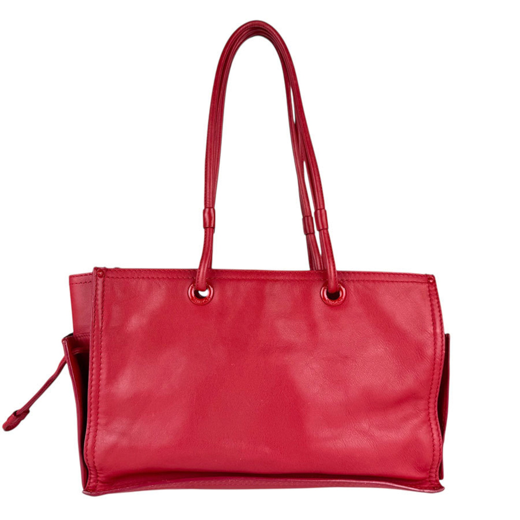 Loewe Red Color Leather Shoulder Bag Tote Bag (Pre-Owned)