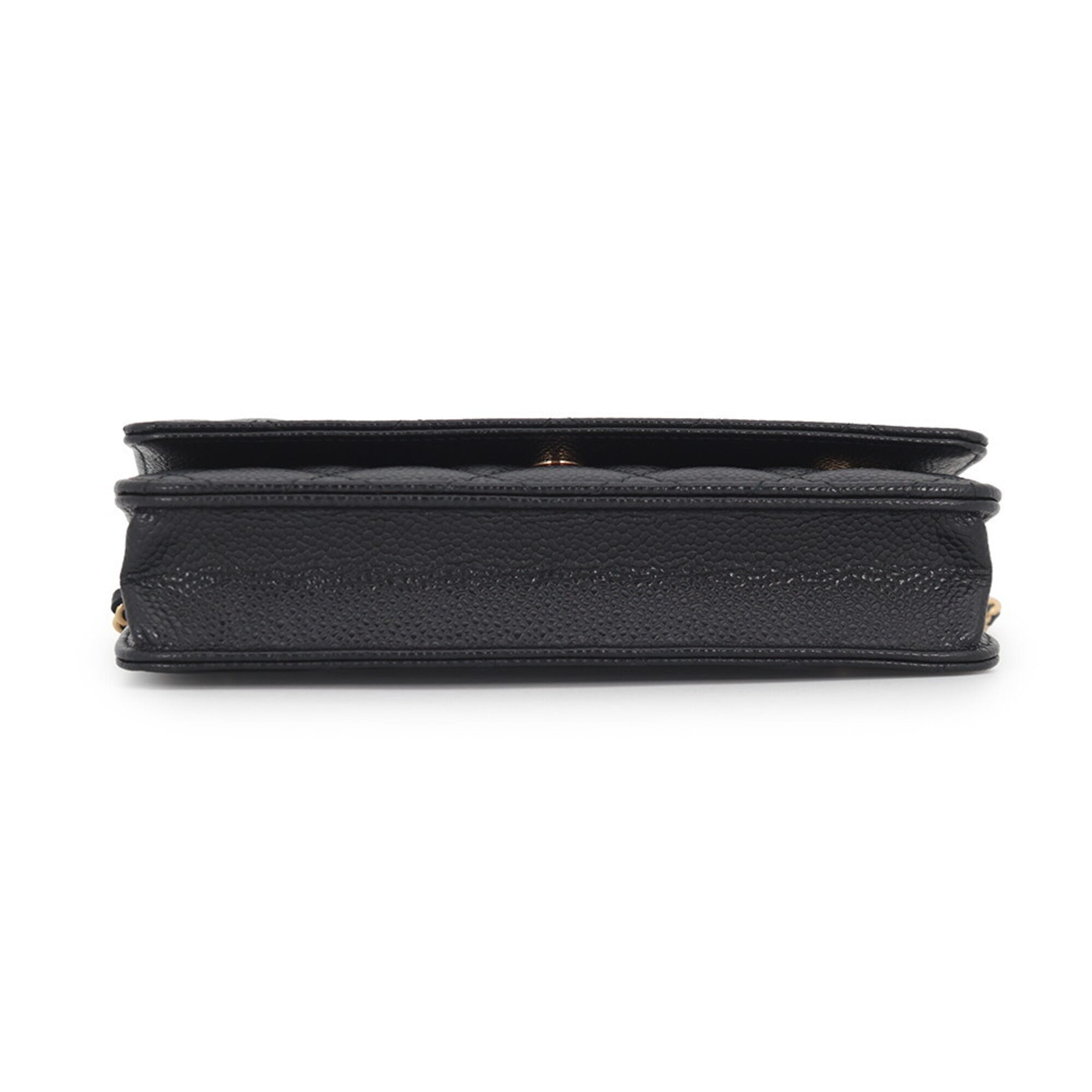 Chanel Black Grained Calfskin Chain/Shoulder Wallet (Pre-Owned)