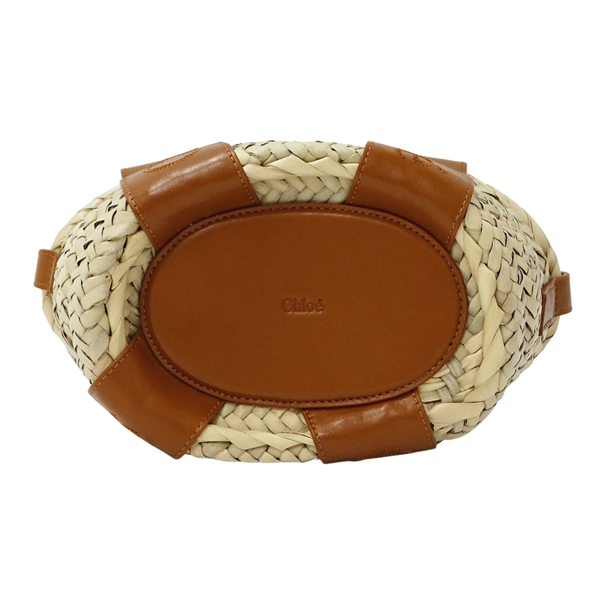 Chloé Brown Raffia Leather Basket Handbag Shoulder Bag (Pre-Owned)