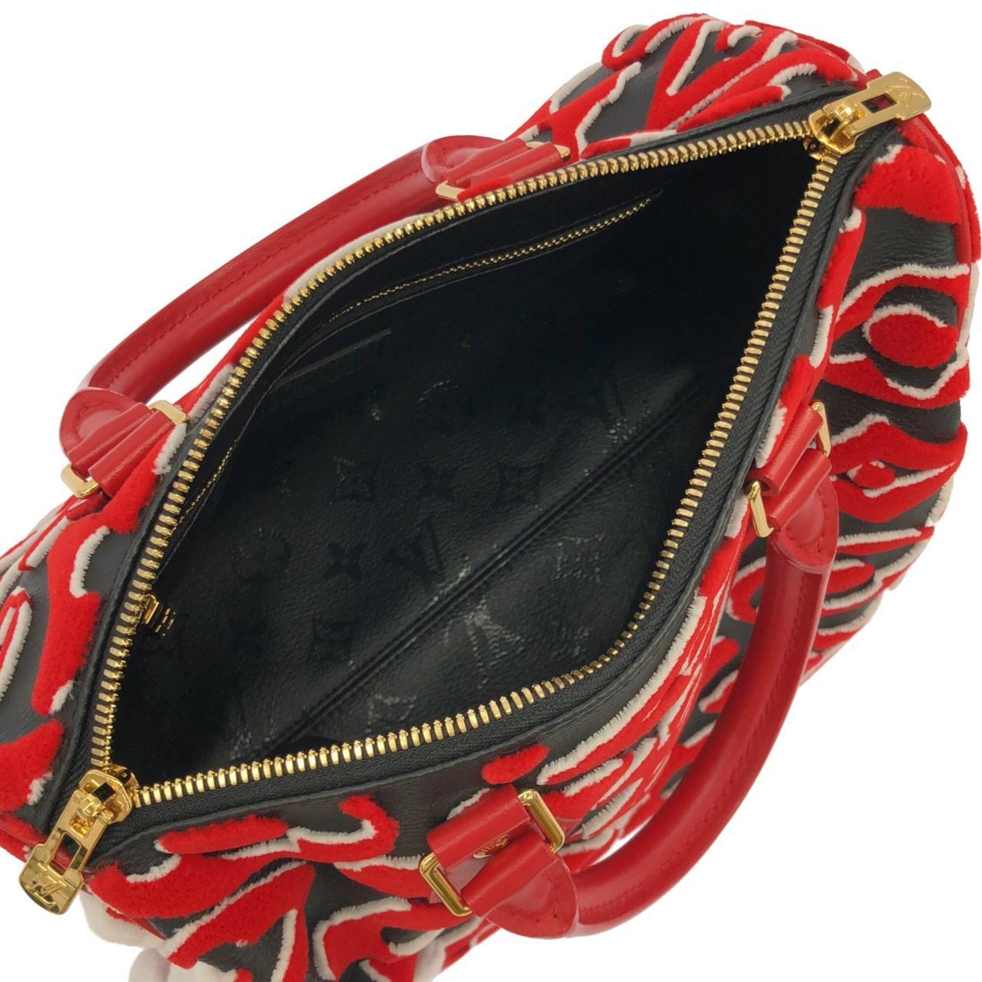 Louis Vuitton Black Red Color Coated Canvas Boston Bag (Pre-Owned)