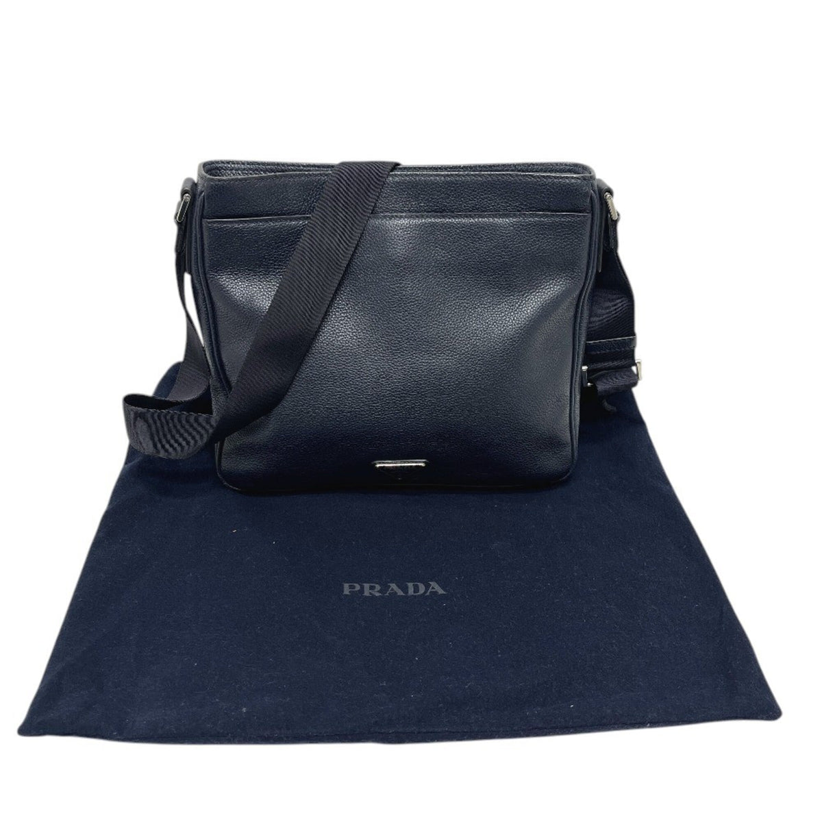 Prada Blue Leather Handbag Shoulder Bag (Pre-Owned)