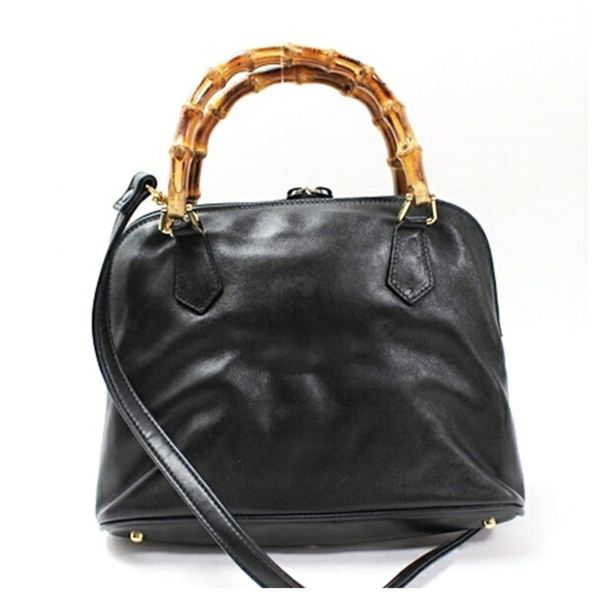 Gucci Black Gray Leather Shoulder Bag (Pre-Owned)
