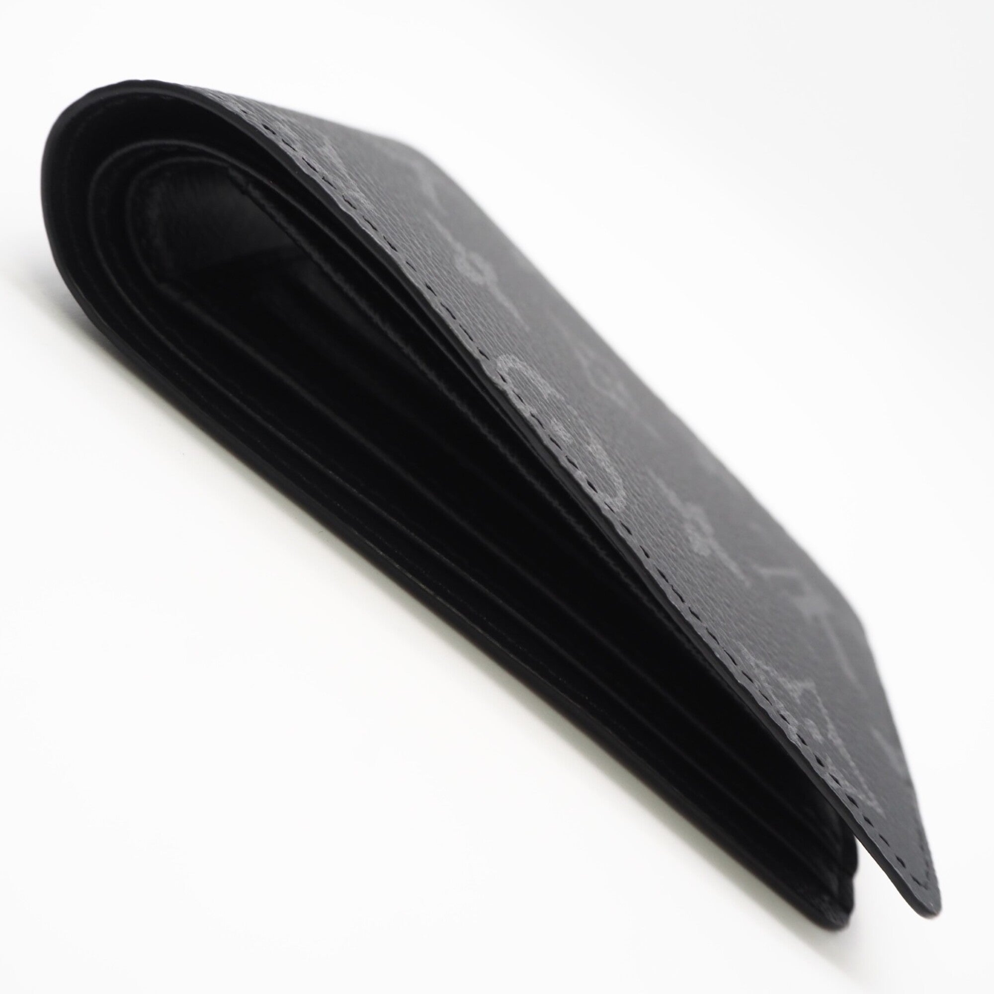 Louis Vuitton Black Gray Coated Canvas Leather Wallet (Bi-Fold) (Pre-Owned)