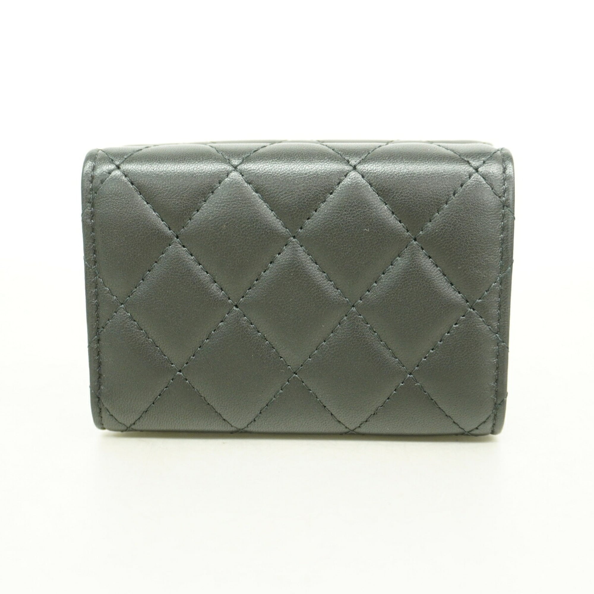 Chanel Black Leather Wallet (Tri-Fold) (Pre-Owned)