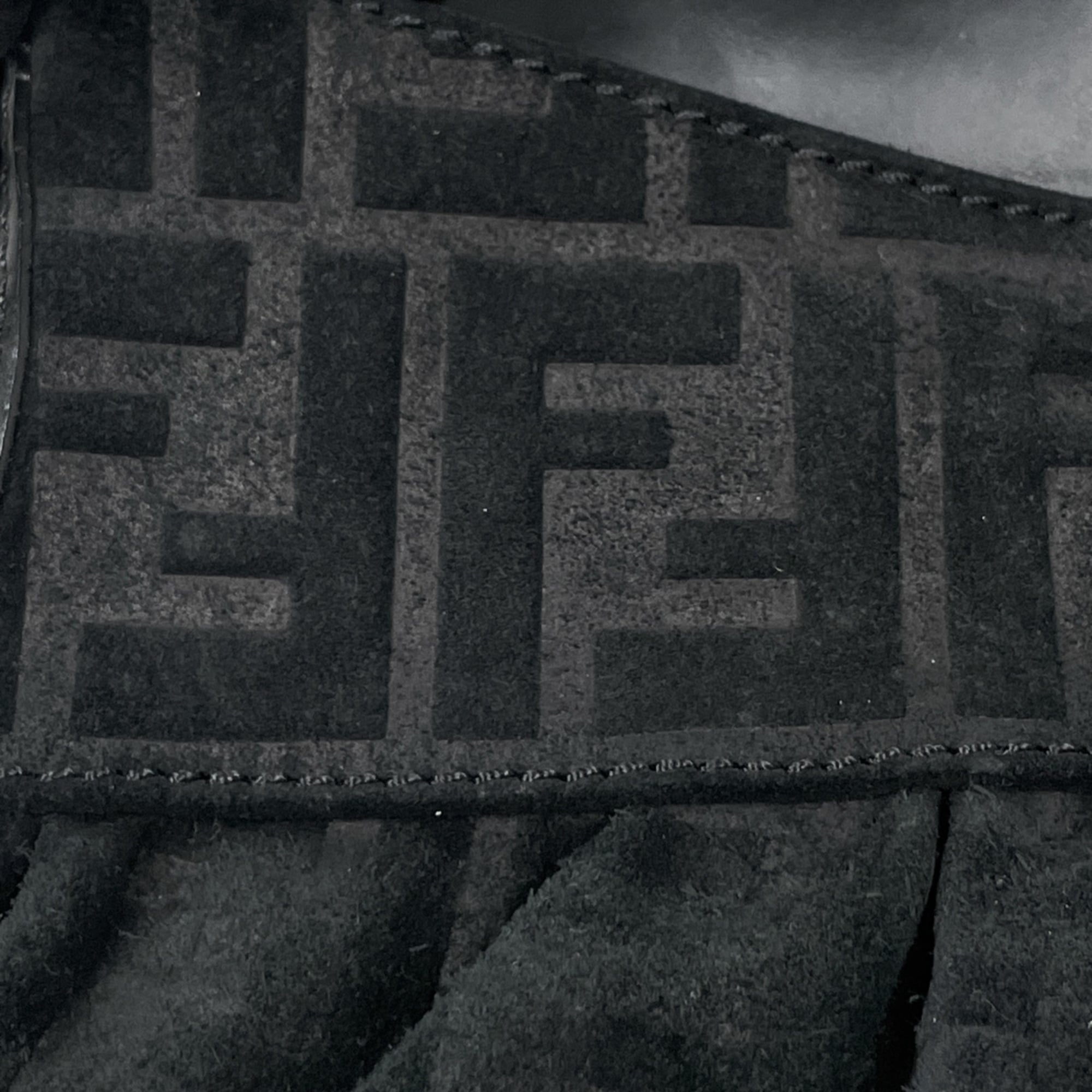 Fendi Zucca Black Suede Shoulder Bag (Pre-Owned)