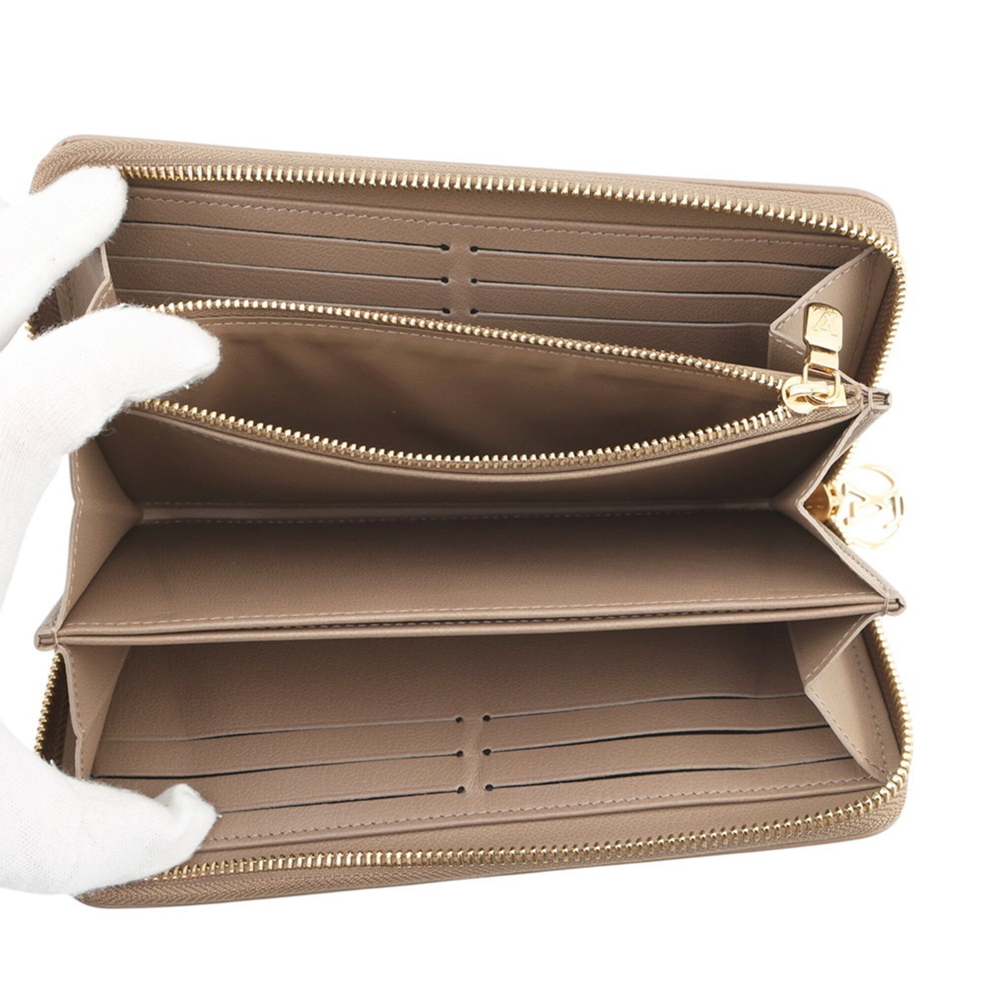 Louis Vuitton Grayish Taupe Monogram Leather Long Wallet (Bi-Fold) (Pre-Owned)