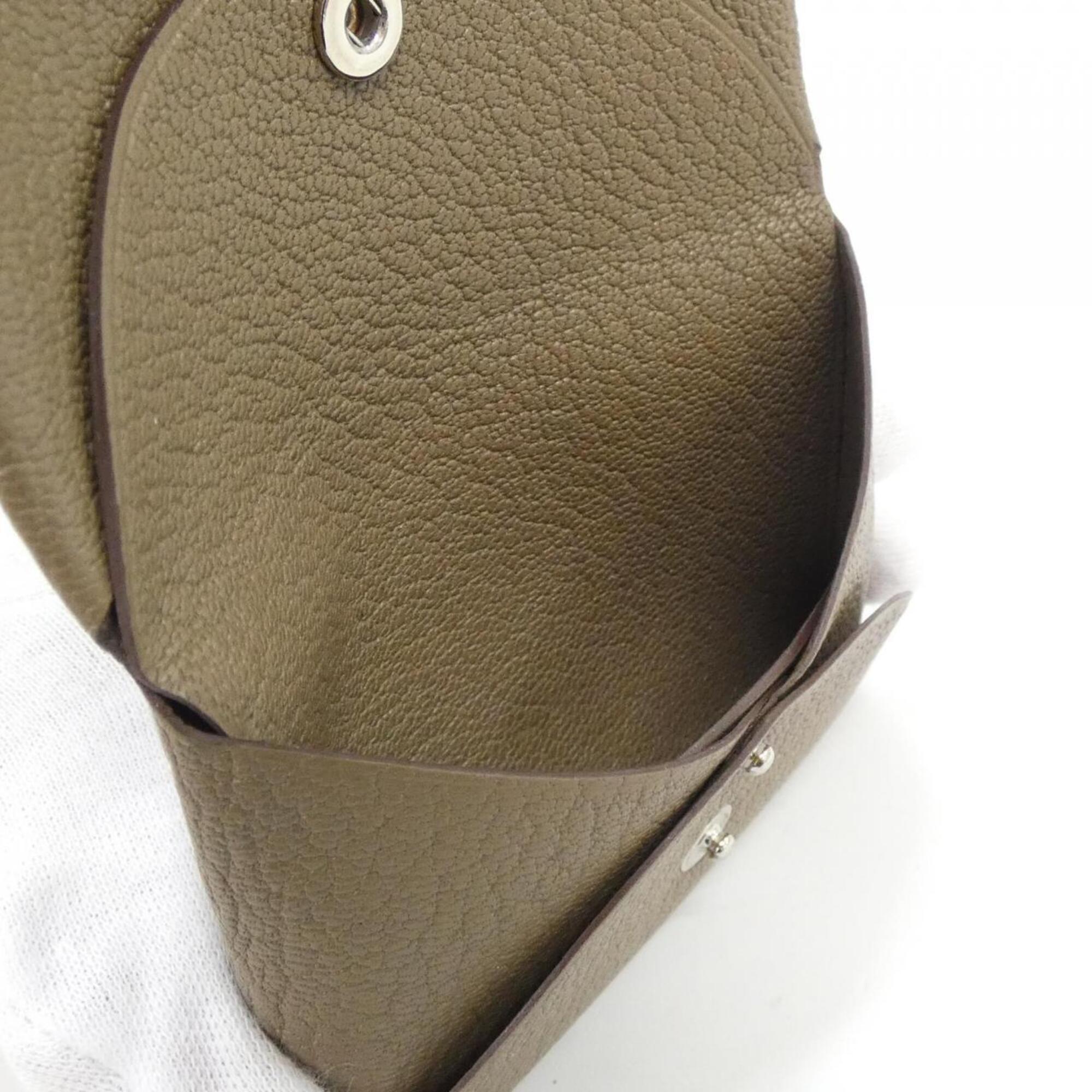 Hermes Etoupe Gray Chevre Leather Coin Purse/Coin Case (Pre-Owned)