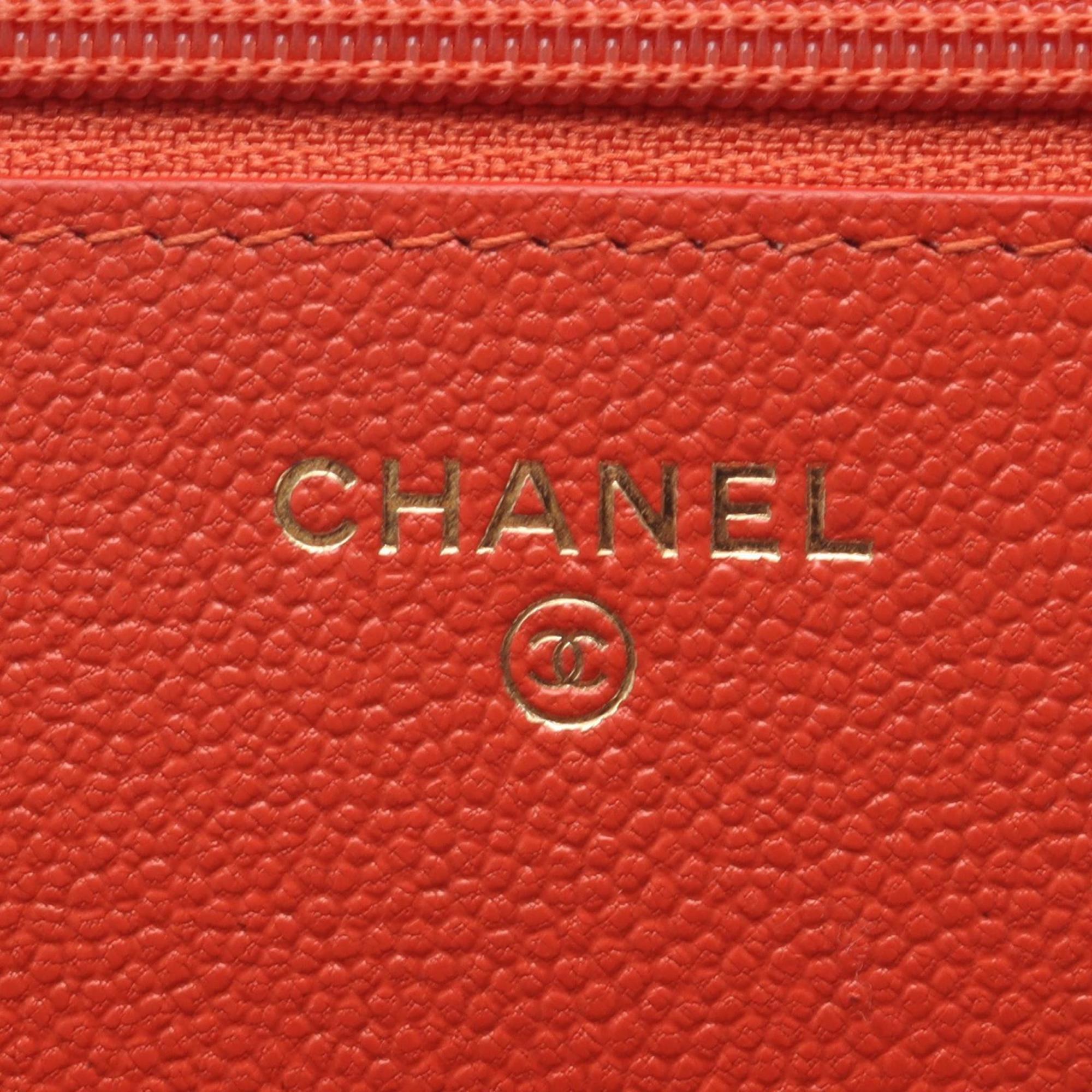 Chanel Orange Leather Shoulder Bag (Pre-Owned)