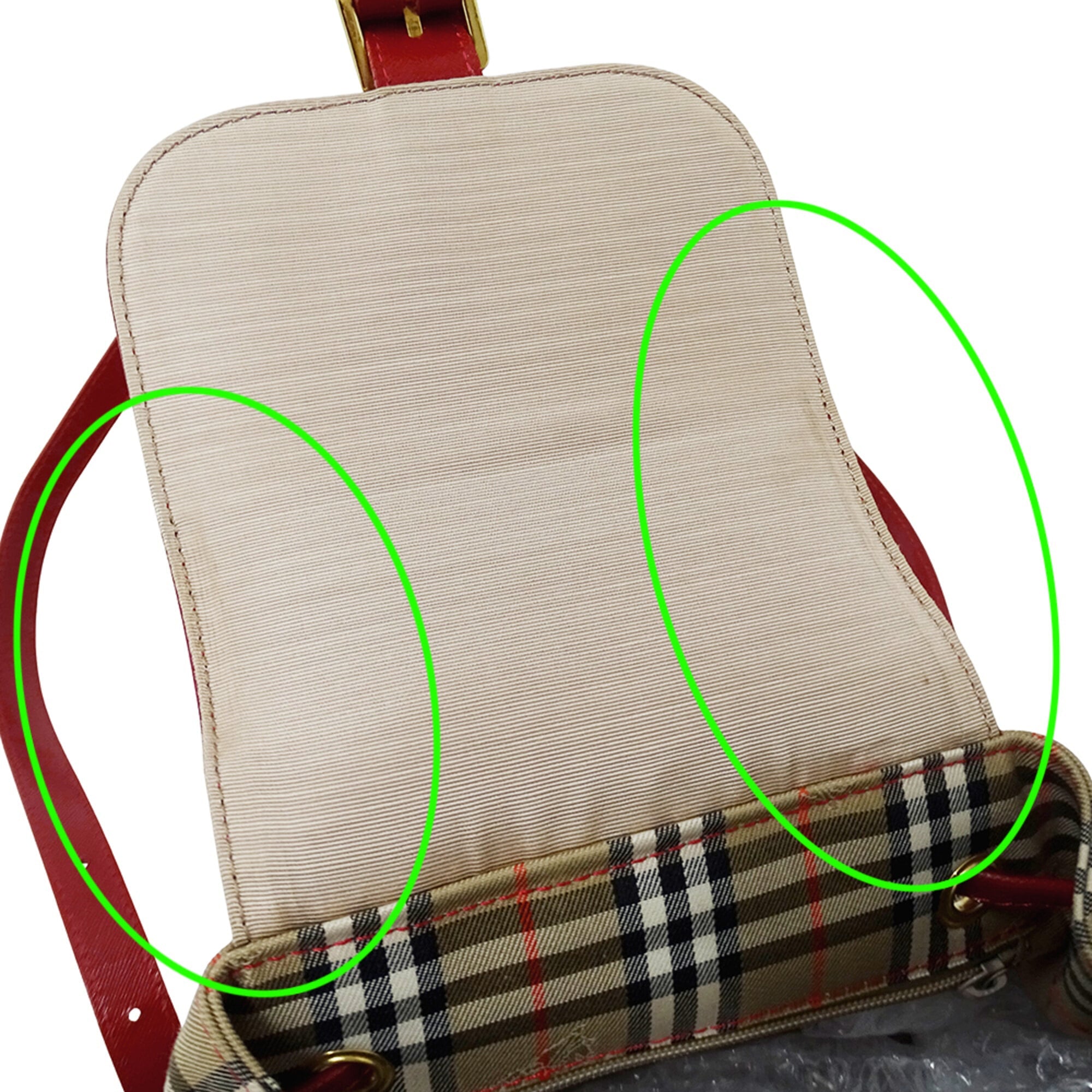 Burberry Beige Red Color Canvas Handbag (Pre-Owned)