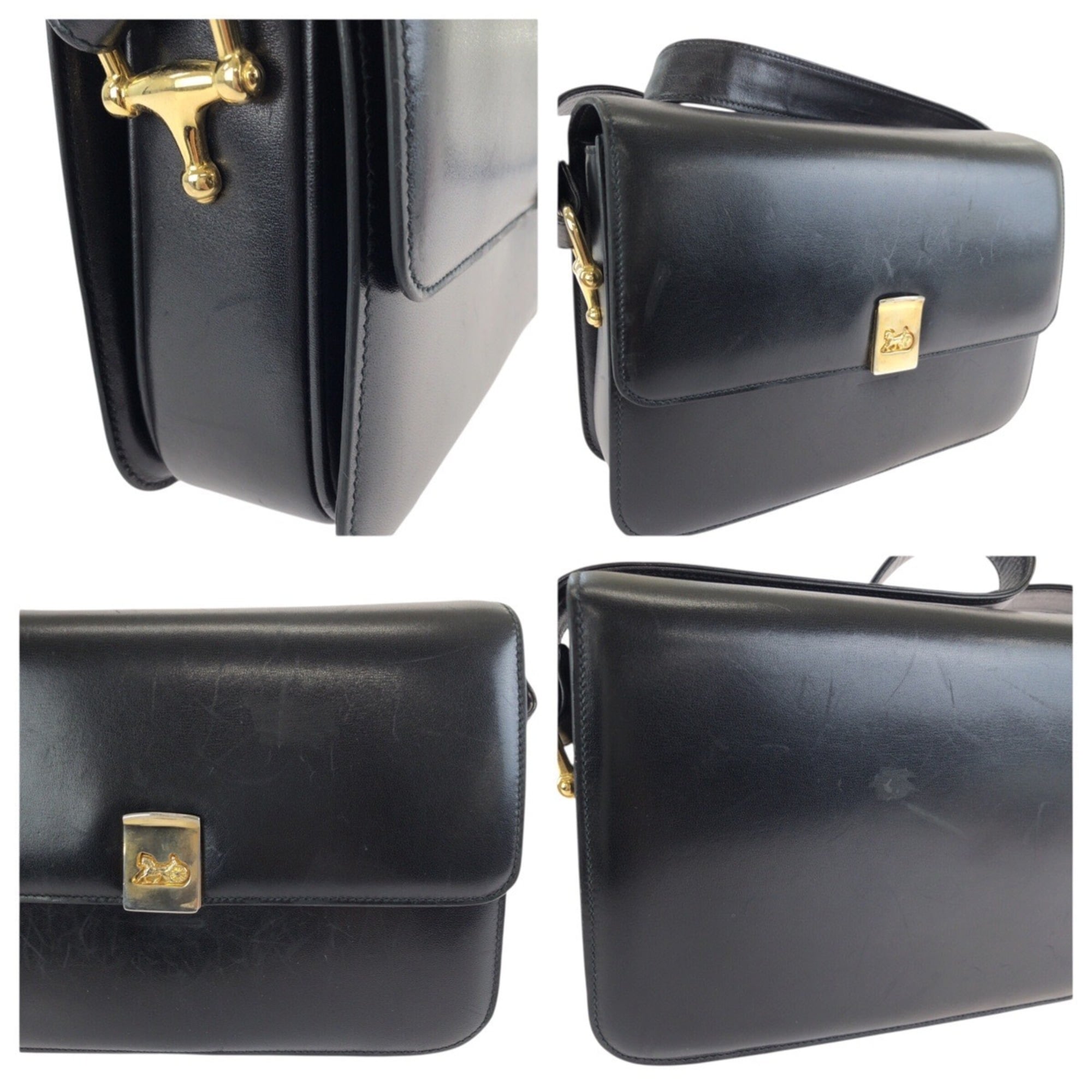 Celine Black Leather Pochette Shoulder Bag (Pre-Owned)