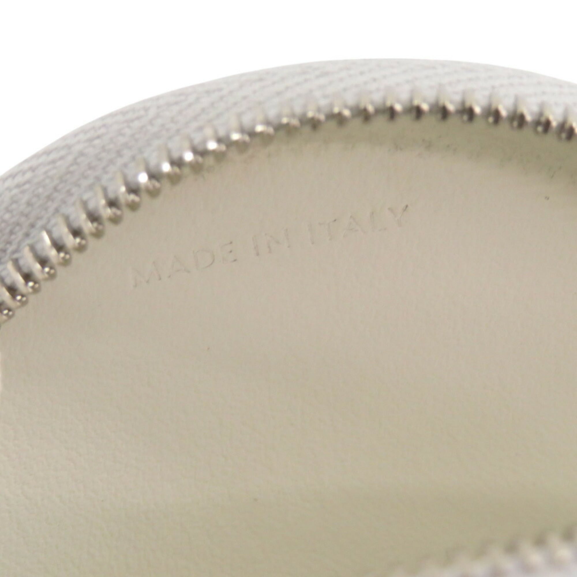 Celine Silver White Leather Coin Purse/Coin Case (Pre-Owned)