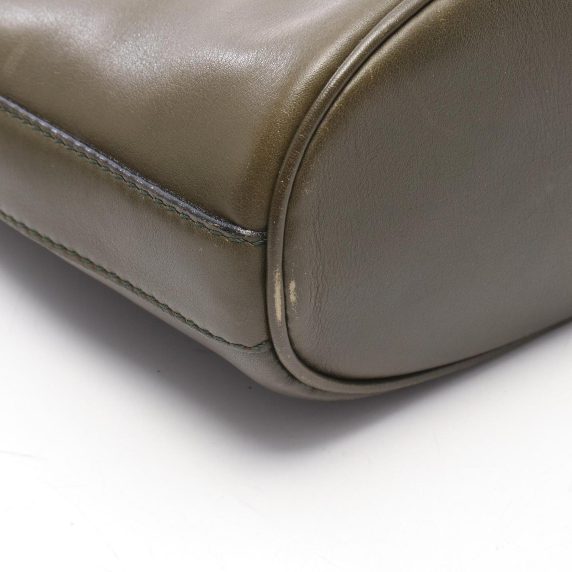 Celine Khaki Leather Handbag Shoulder Bag (Pre-Owned)