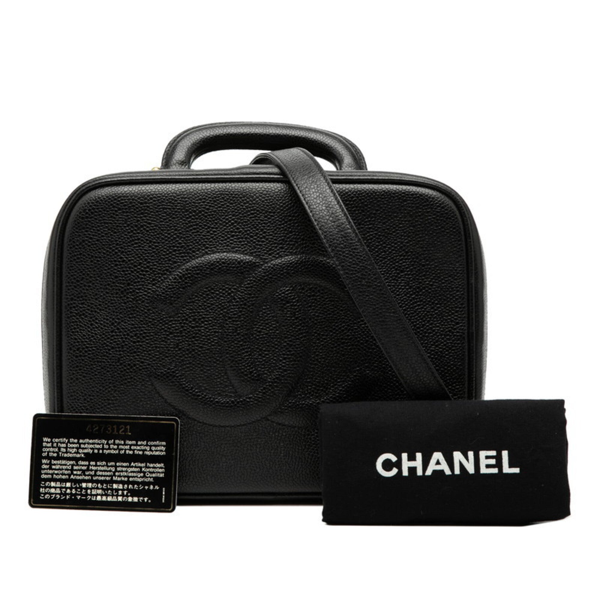 Chanel Black Grained Calfskin Handbag Shoulder Bag (Pre-Owned)