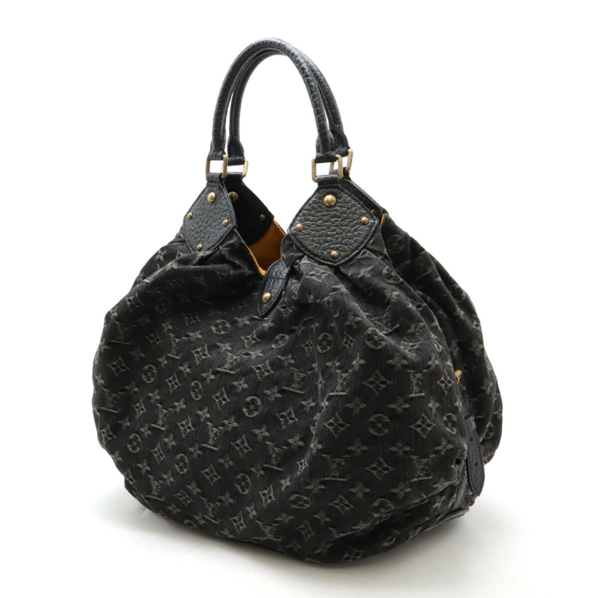 Louis Vuitton Black Noir Monogram Denim Handbag Shoulder Bag (Pre-Owned)