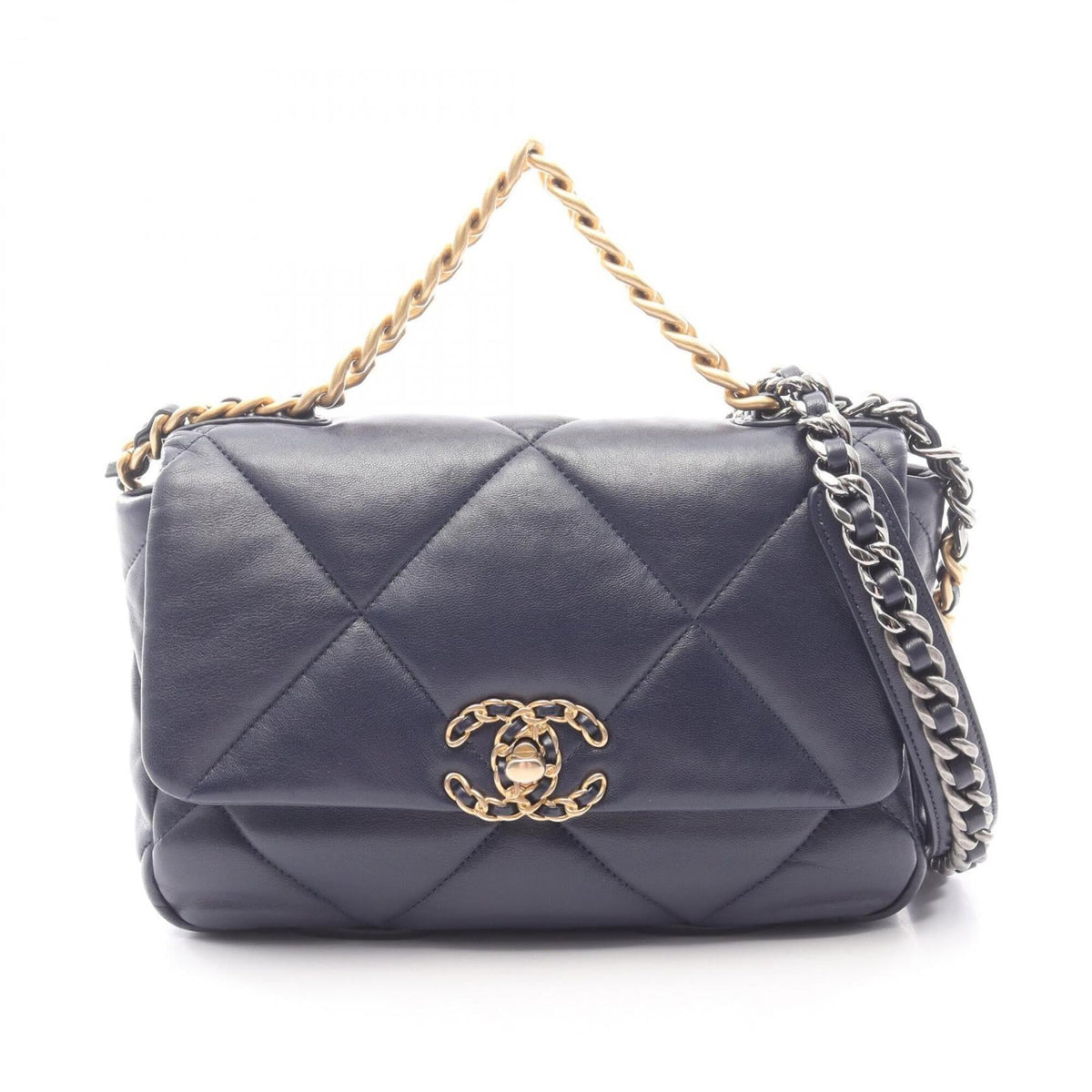 Chanel Matelasse Navy Leather Handbag Shoulder Bag (Pre-Owned)