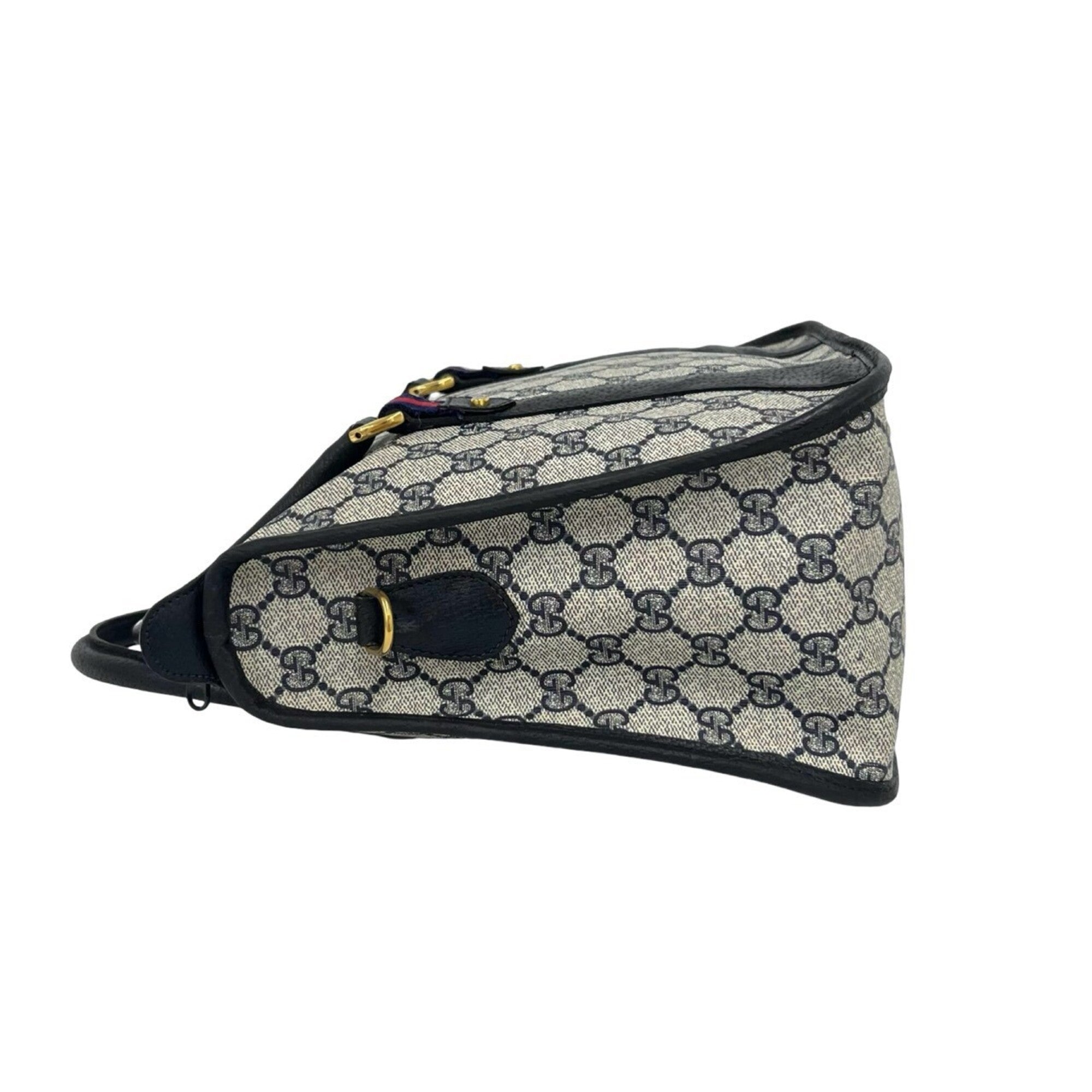 Gucci Navy Red Color Pvc Leather Handbag Shoulder Bag (Pre-Owned)