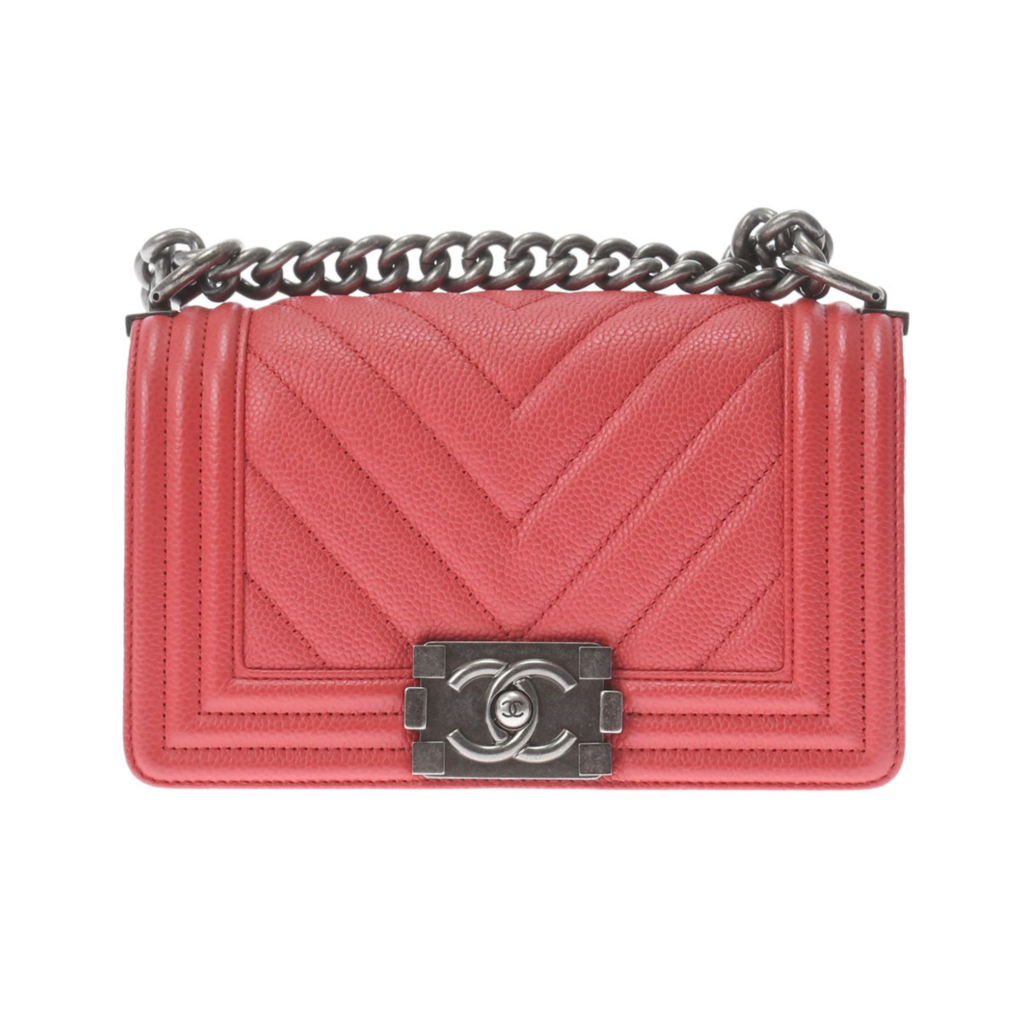 Chanel Red Color Caviar Leather Shoulder Bag (Pre-Owned)