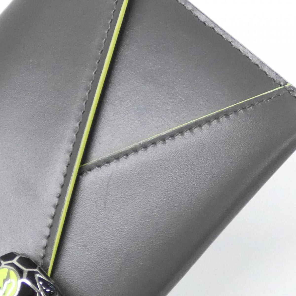 Bvlgari Gray Green Leather Long Wallet (Bi-Fold) (Pre-Owned)