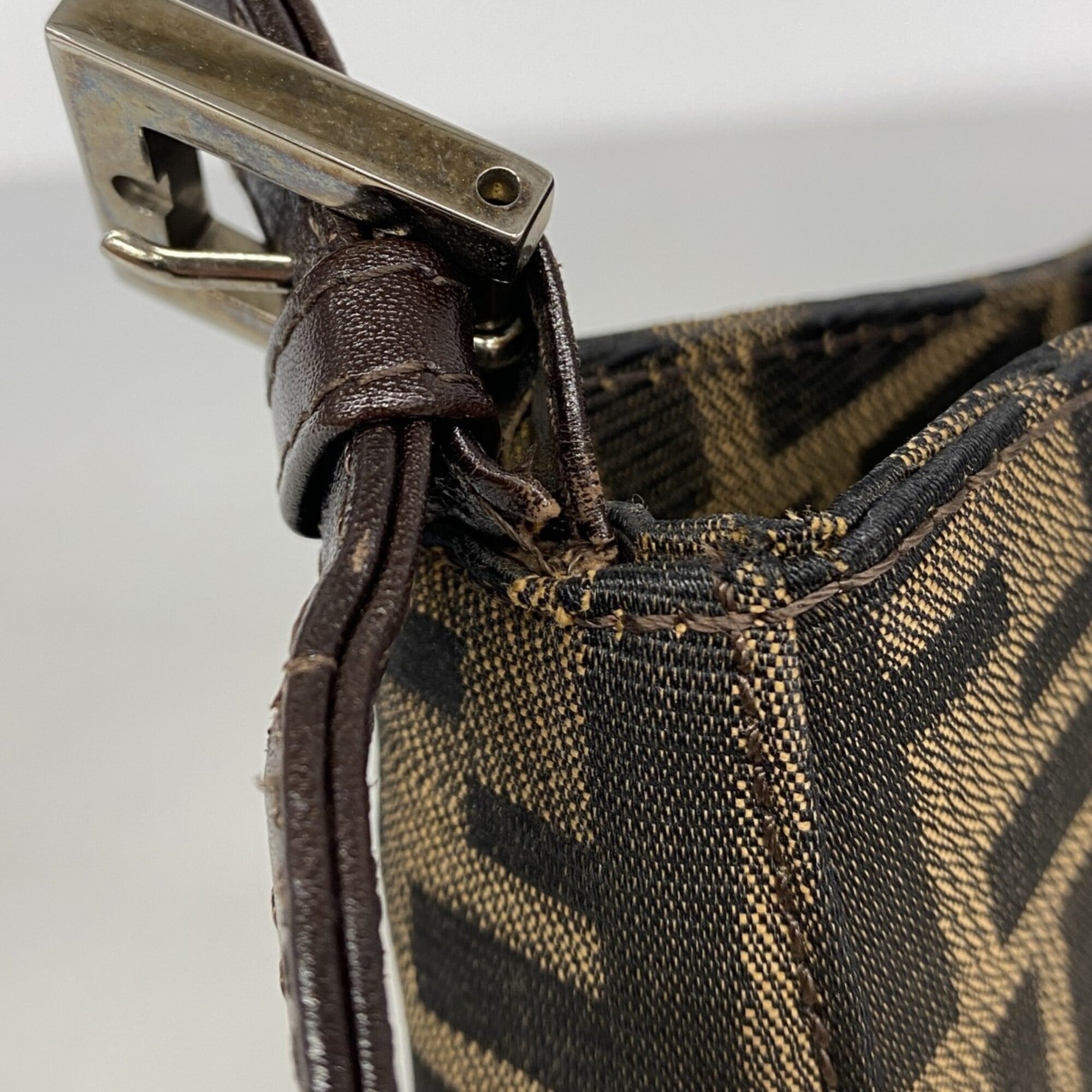 Fendi Brown Nylon Canvas Shoulder Bag (Pre-Owned)