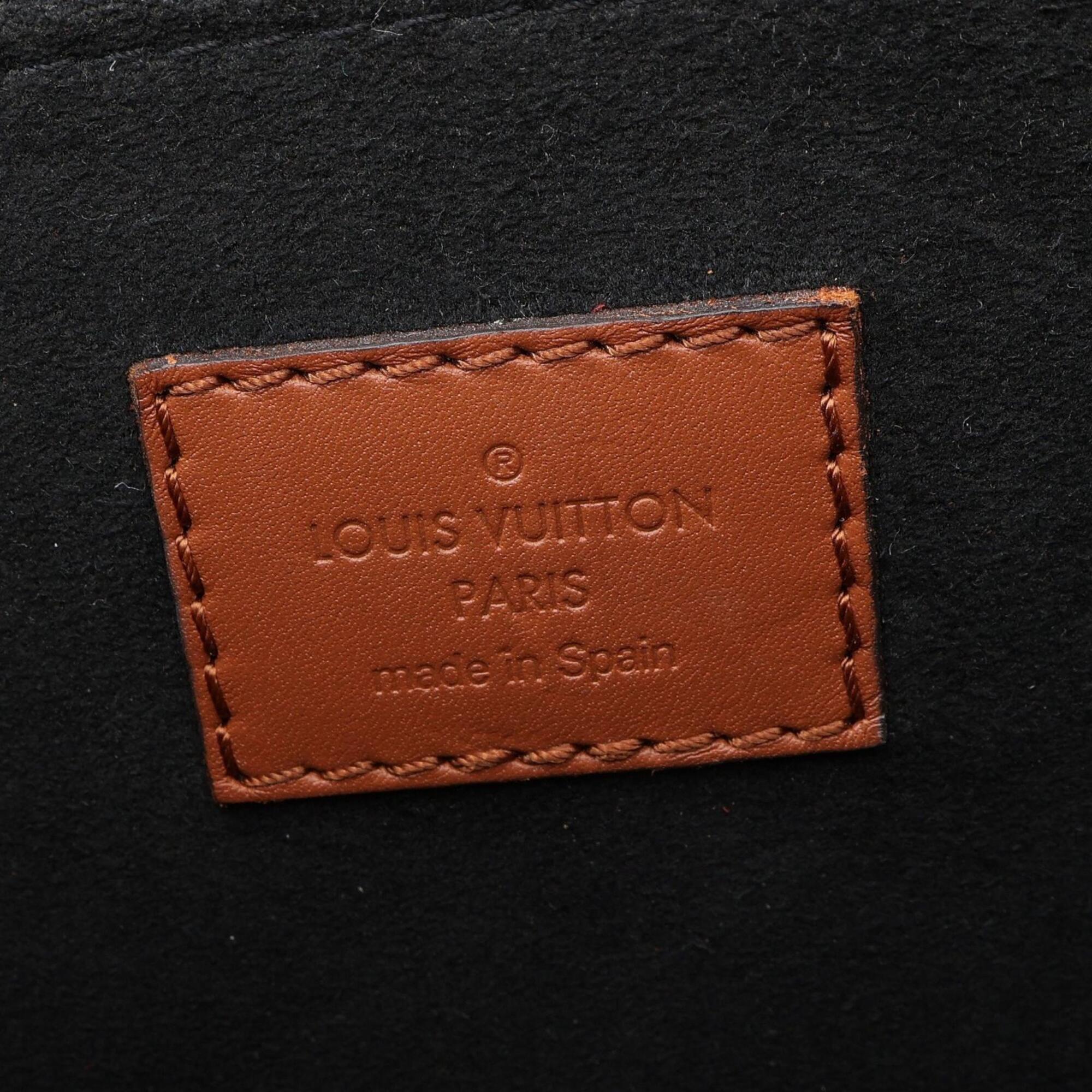 Louis Vuitton Beige Blue Brown Leather Leather Handbag Shoulder Bag (Pre-Owned)