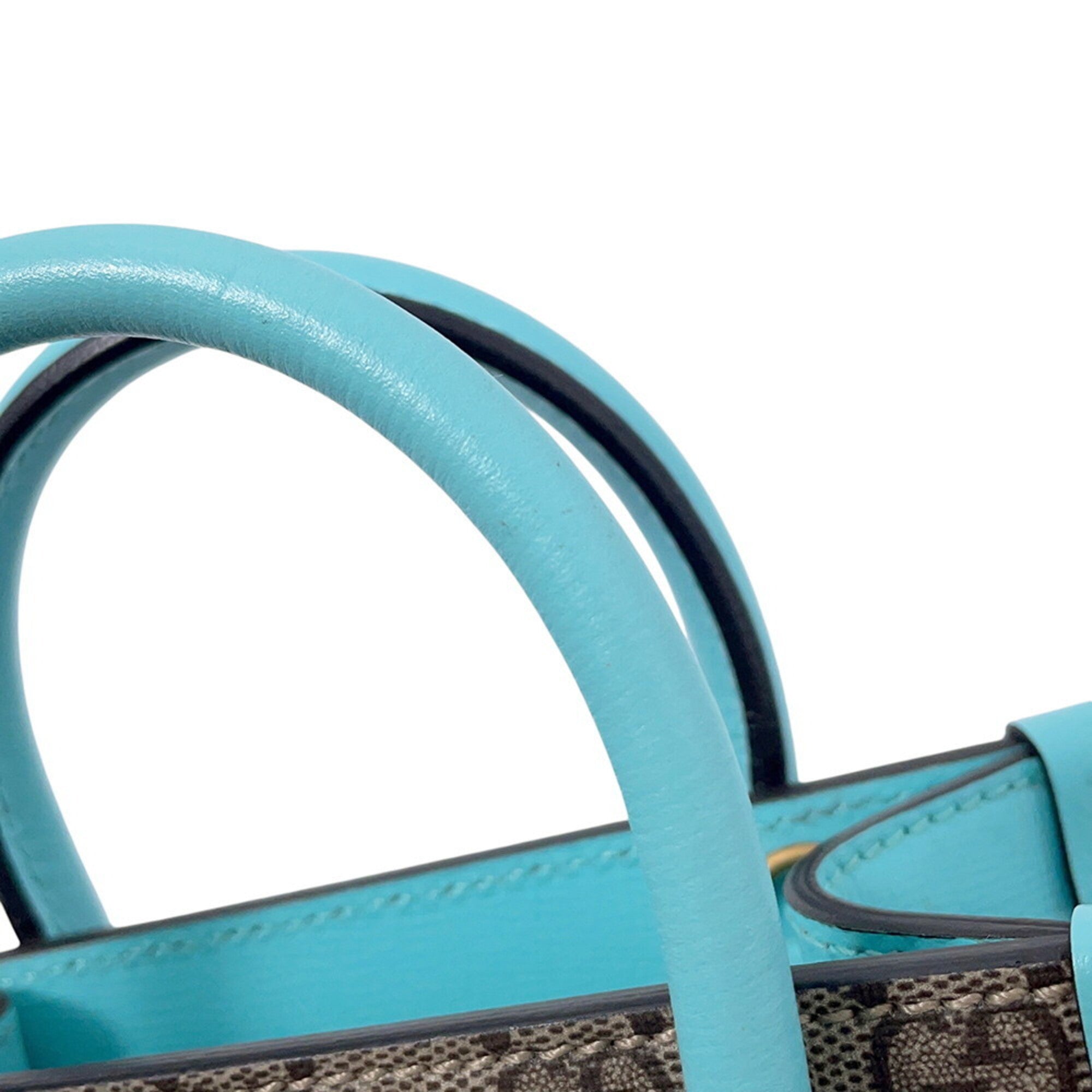 Gucci Beige Light Blue Orange Gg Supreme Leather Handbag Shoulder Bag (Pre-Owned)
