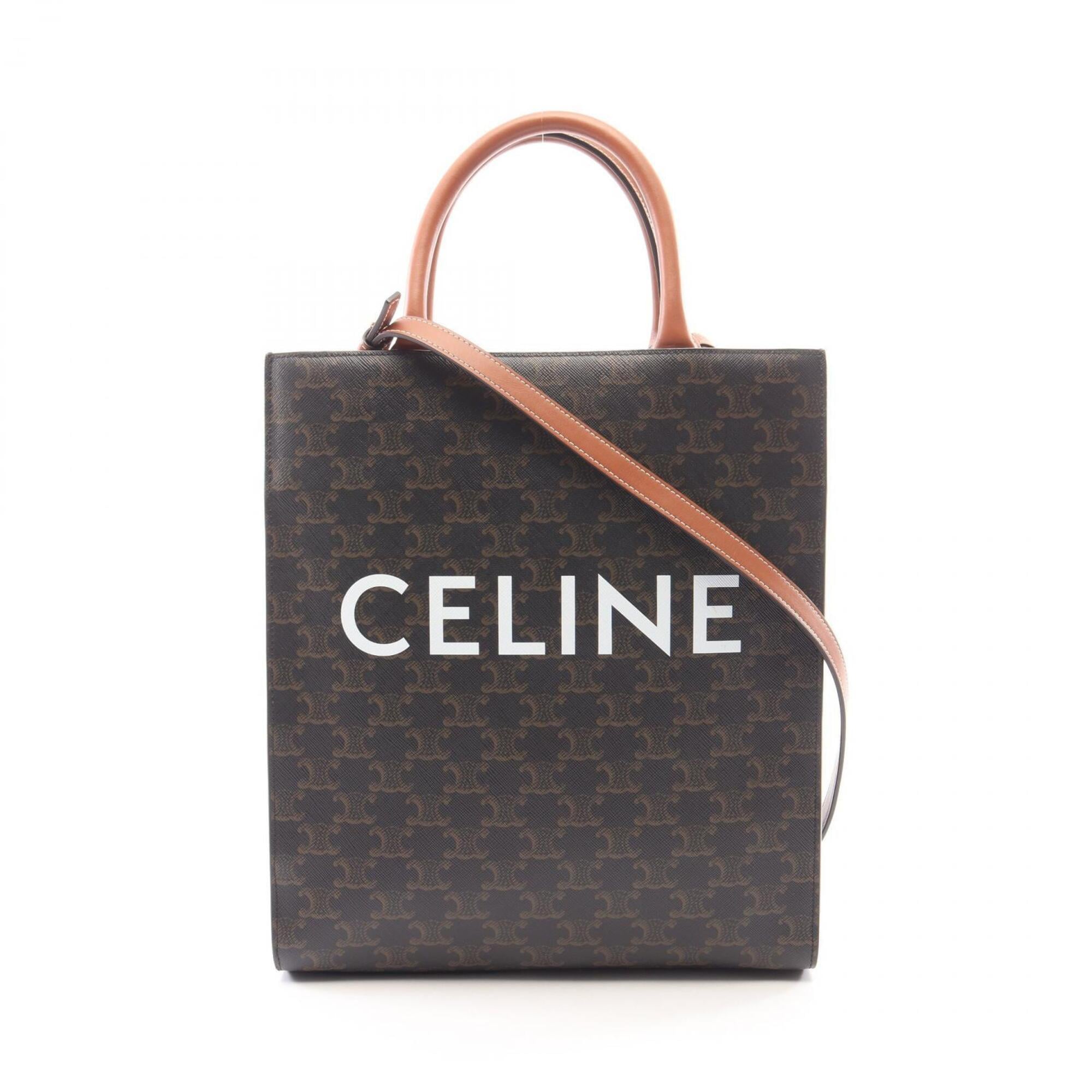 Celine Black Brown Coated Canvas Pvc Leather Handbag Tote Bag (Pre-Owned)