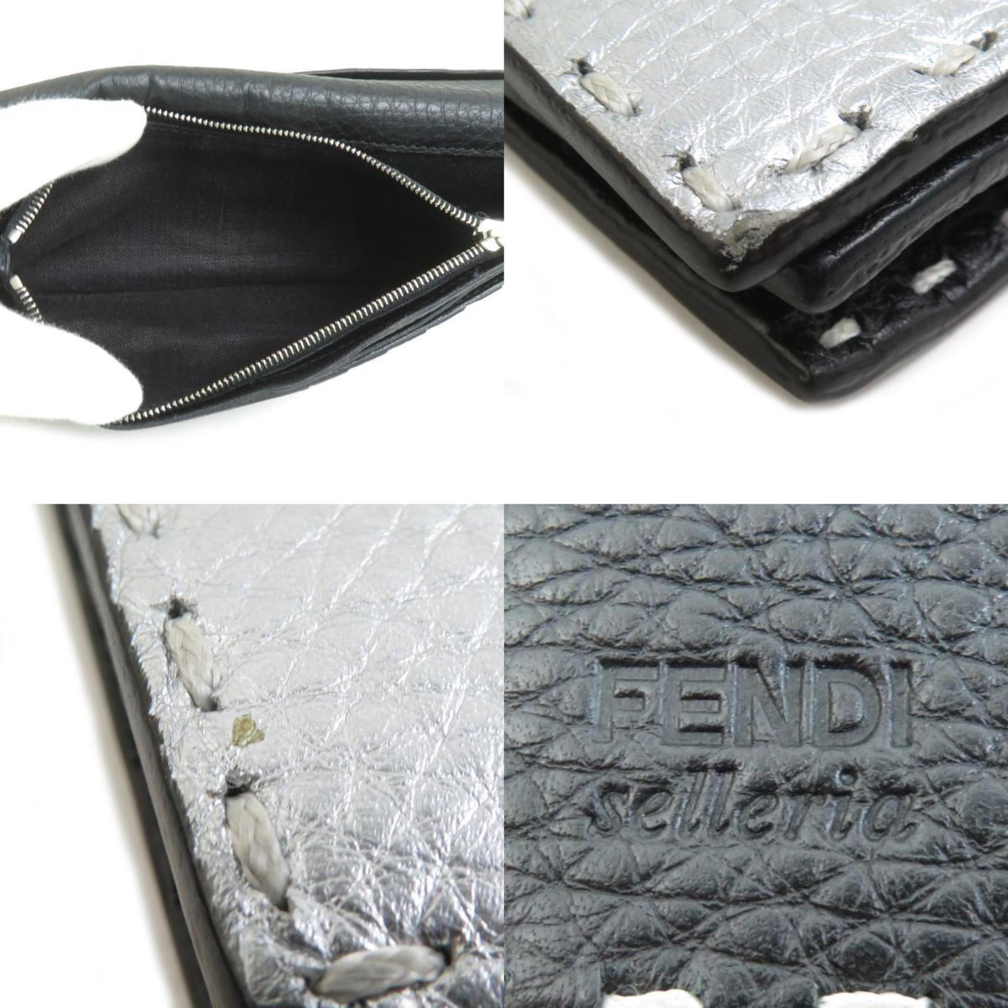 Fendi Silver Leather Long Wallet (Bi-Fold) (Pre-Owned)