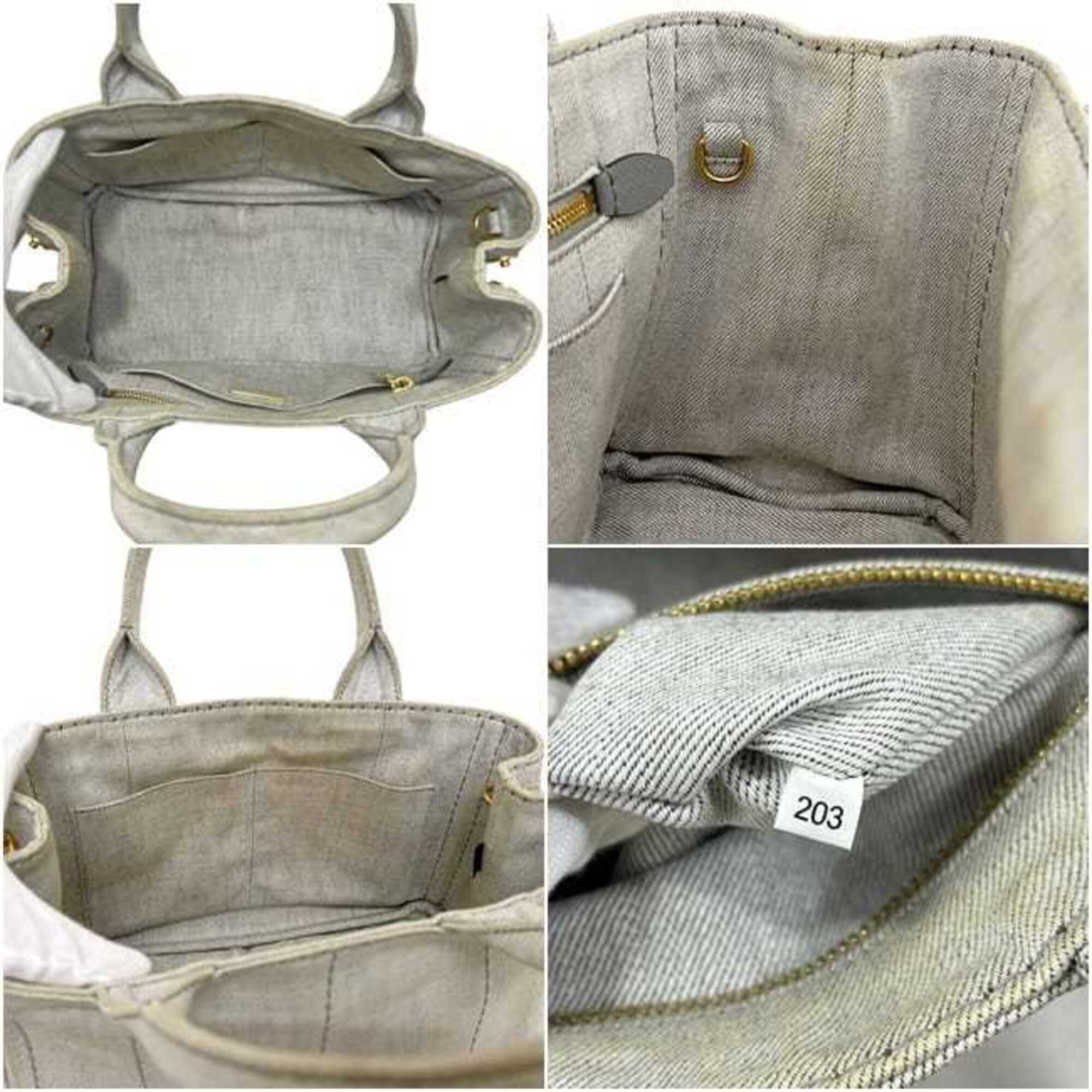 Prada Canapa Gray Canapa Handbag Tote Bag (Pre-Owned)