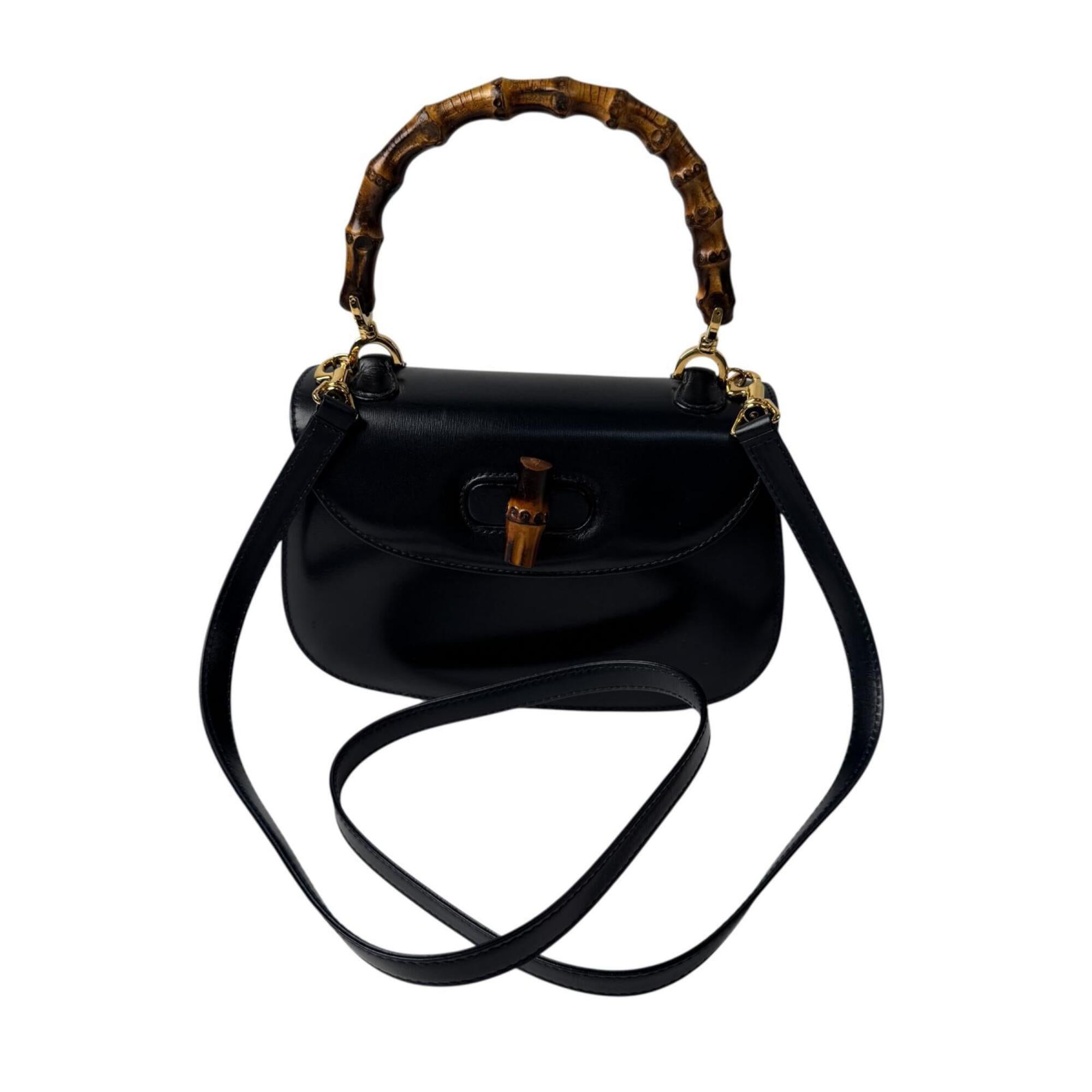 Gucci Black Leather Handbag Shoulder Bag (Pre-Owned)
