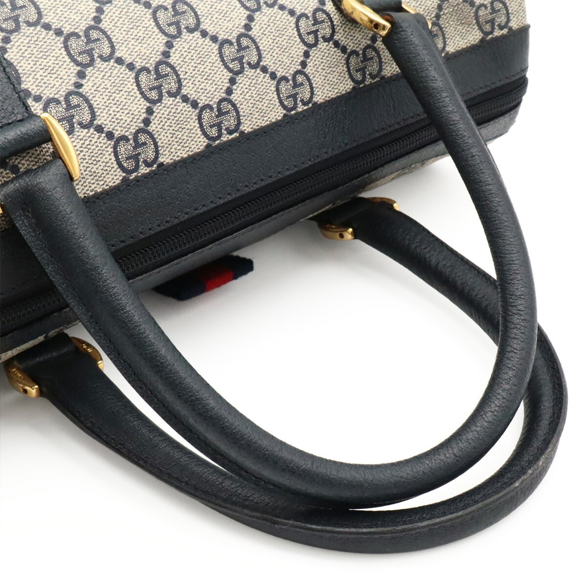 Gucci Beige Navy Pvc Leather Handbag (Pre-Owned)